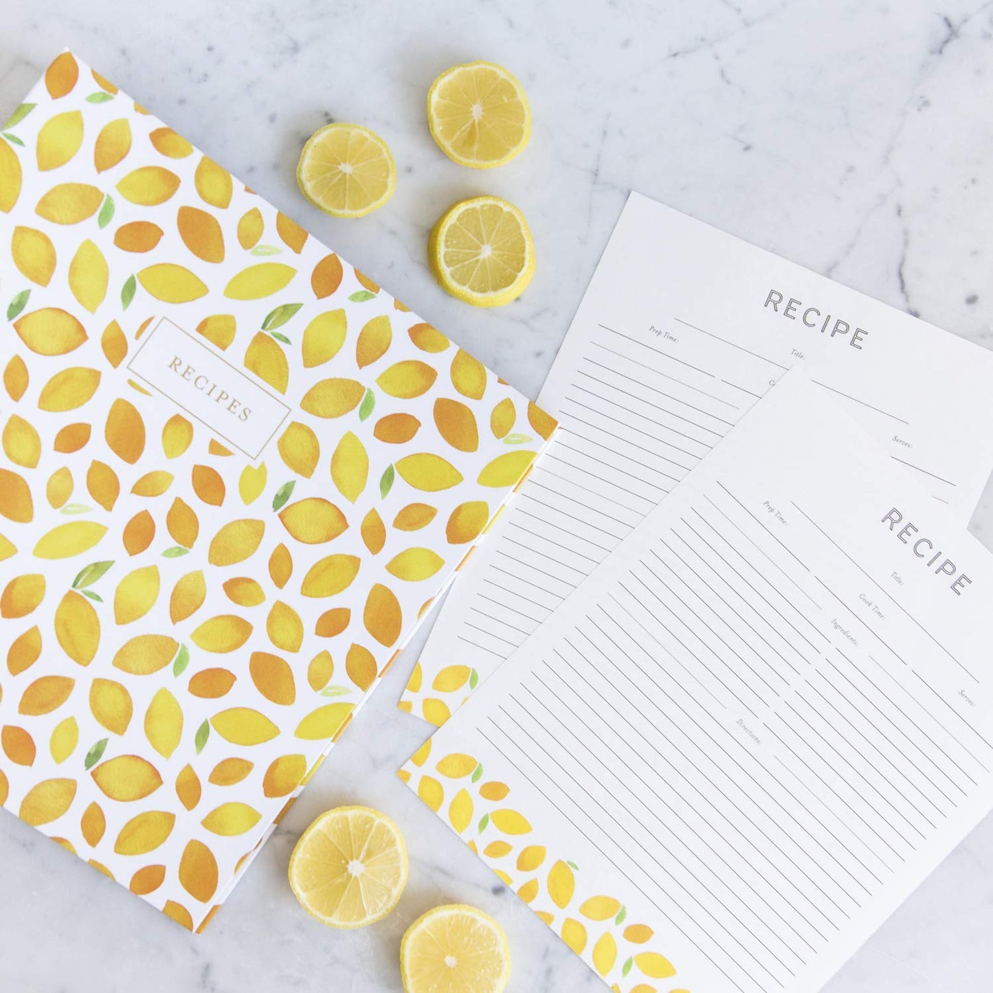 Jot & Mark 8.5" x 11" Sturdy 3 Ring Recipe Binder with Spill-Proof Clear Binder Sleeves Sheet Protector, 30 Dual-Sided Recipe Card Pages for Written & Printed Recipes, Tabbed Dividers, Lemon Twist