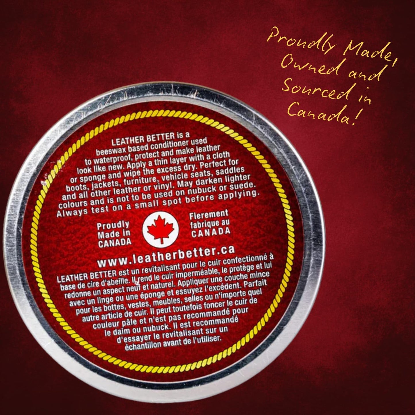 Leather Better All-Natural Leather Conditioner & Waterproofing Balm | Beeswax-Based Cleaner, Polish & Protector for Leather, Vinyl + More! Restores, Conditions & Protects | Made in Canada (300g)