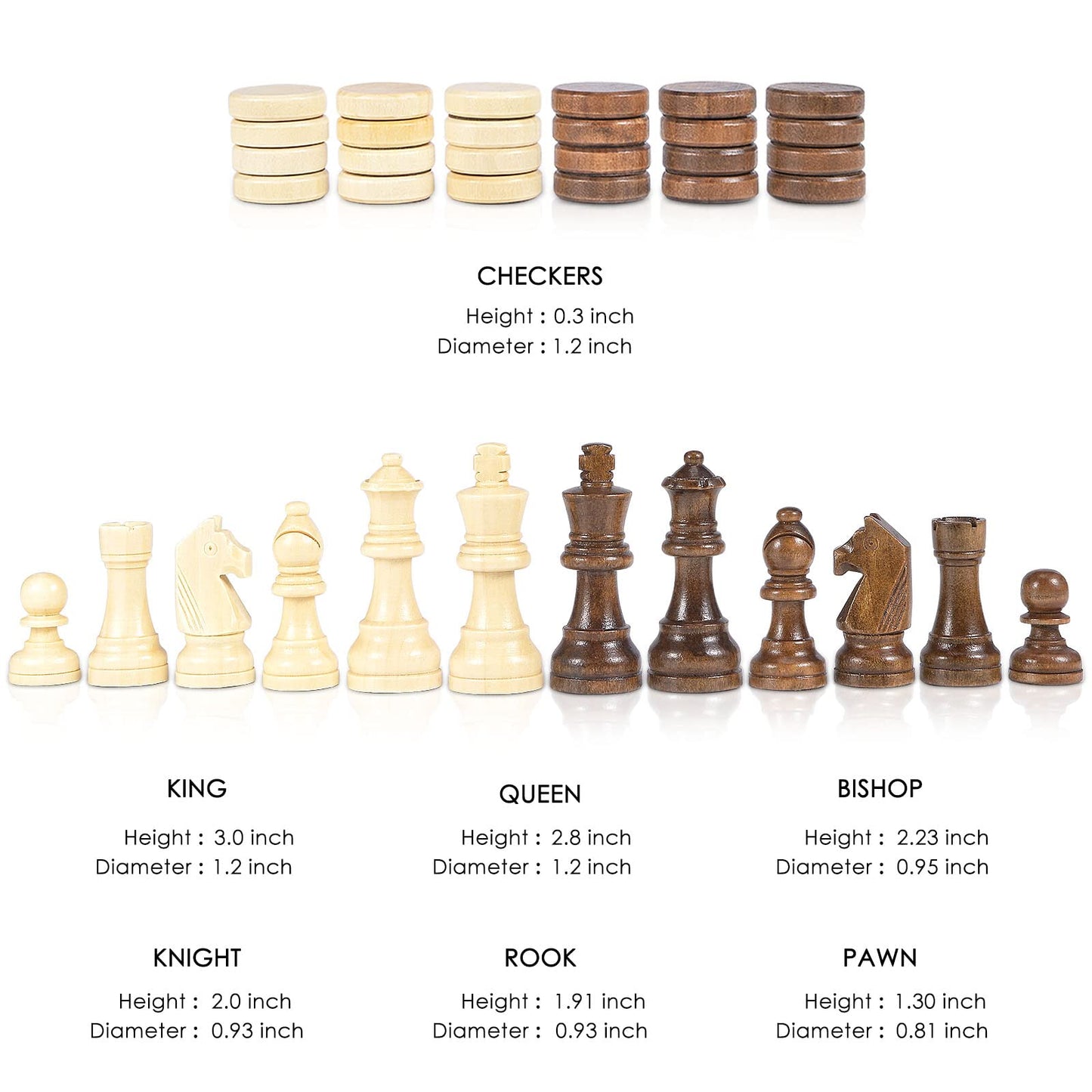 AMEROUS Magnetic Wooden Chess and Checkers Game Set, 15 Inches (2 in 1) Chess Board Games, 2 Extra Queens - Gift Package - Game Pieces Storage Slots, Beginner Chess Set for Kids, Adults