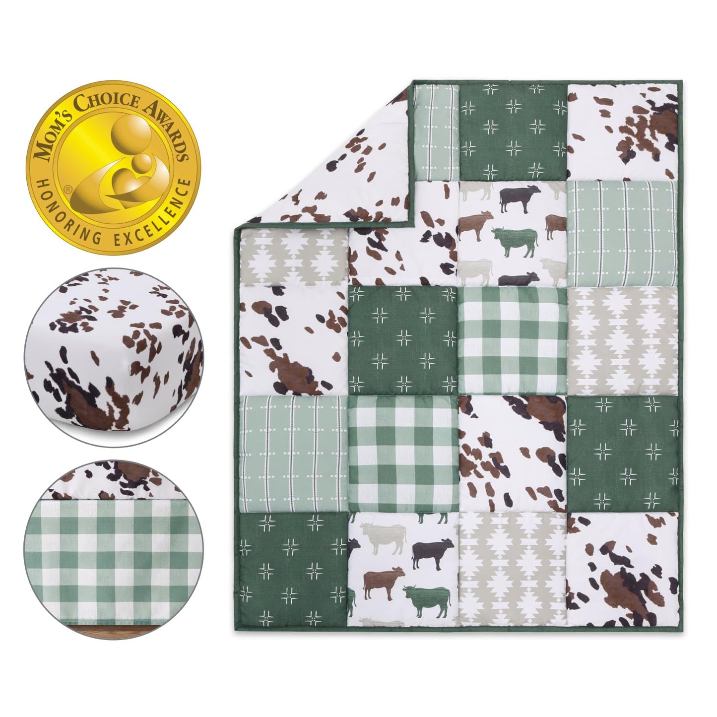 The Peanutshell 3 Piece Baby Crib Bedding Set for Boys & Girls - Newborn, Infant & Toddler Nursery Bed Set Decor with Fitted Crib Sheet, Dust Ruffle Comforter - Boho Farm
