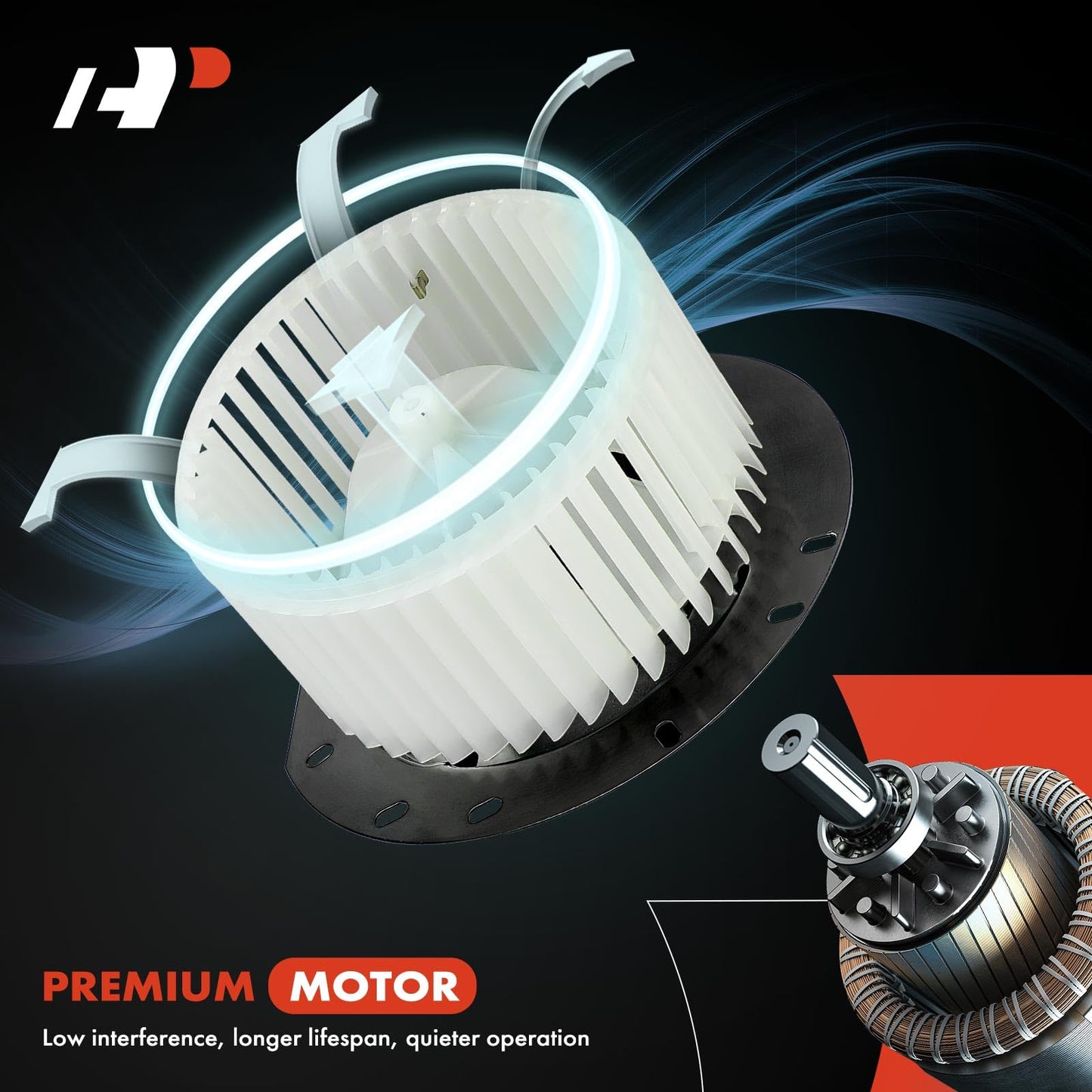 A-Premium HVAC Heater Blower Motor with Fan Cage Compatible with Ford Vehicles - E-150, E-250, E-150/E-250/E-350 Econoline, E-150 E-350 Club Wagon, E-350 E-450 E-550 Super Duty