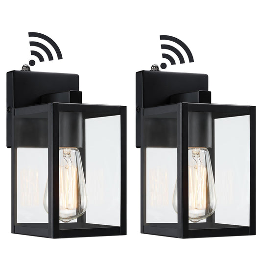10 Inch Outdoor Wall Light Dusk to Dawn,2 Pack Outdoor Lanterns for Porch,Small Outdoor Sconce Lights with Sensor,Photocell Wall Lantern for Porch Patio Garage Outdoor Lighting
