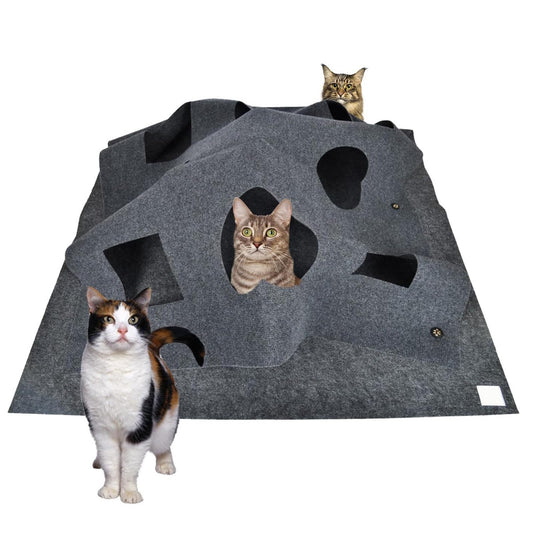 Cat Activity Play Mat Collapsible Pet Rug Training Scratching Grooming Bed Mat