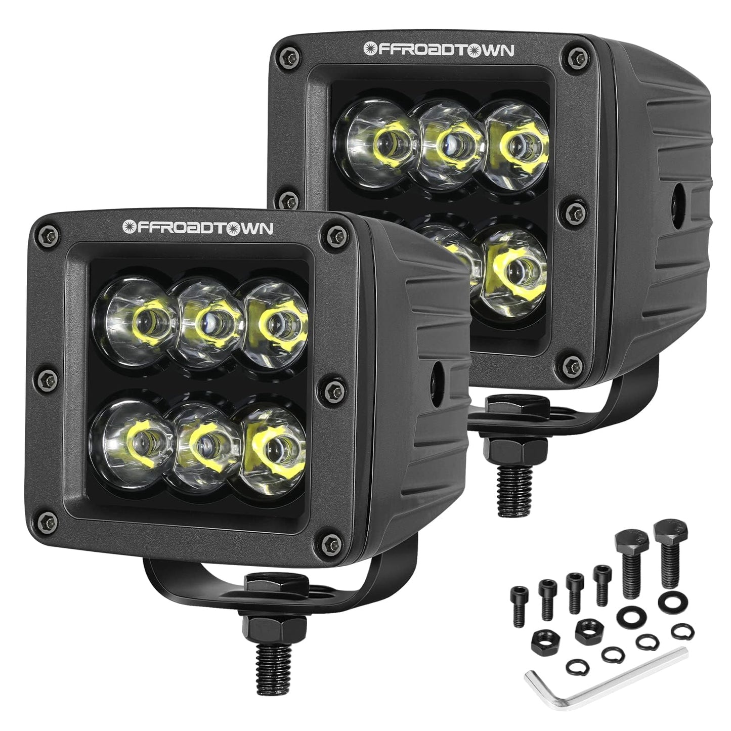 LED Cubes, OFFROADTOWN 3inch 120W CREE LED Pods Driving Lights Cubes Ditch Light Off Road Lights Spot Reverse Light for Truck Pickup UTV ATV SUV Boat 4x4 Car