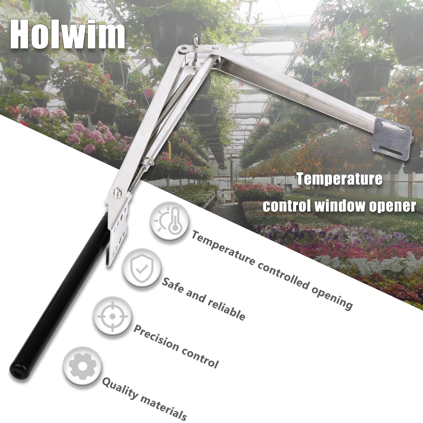 Holwim Greenhouse Vent Opener Automatic, Solar Heat Sensitive Auto Window Opener, Automatic Vents Opener for Greenhouse, Lifts 7kg/15lb (Single Spring)