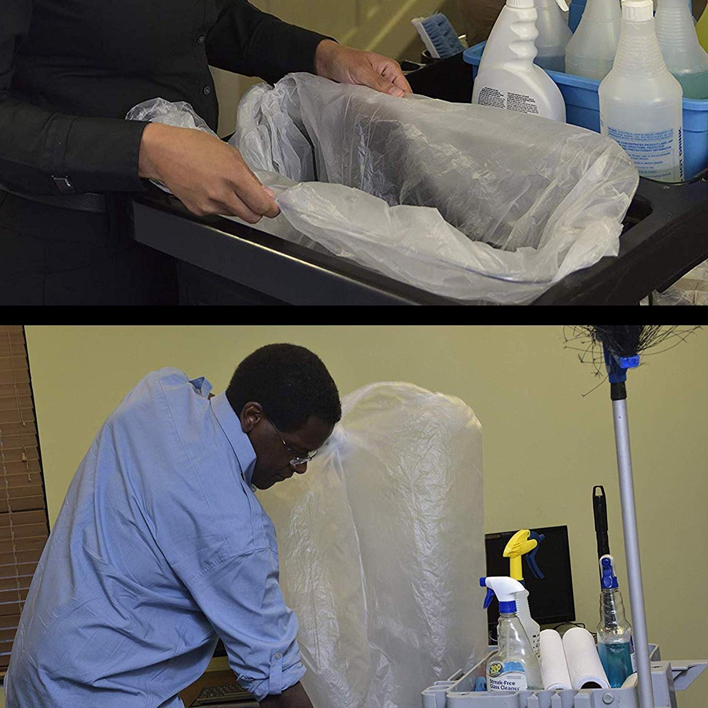Aluf Plastics - Trash Bags, 45 Gallon, 22 Mic (eq), 39"x46", Clear, 250 Count (10 Rolls of 25)