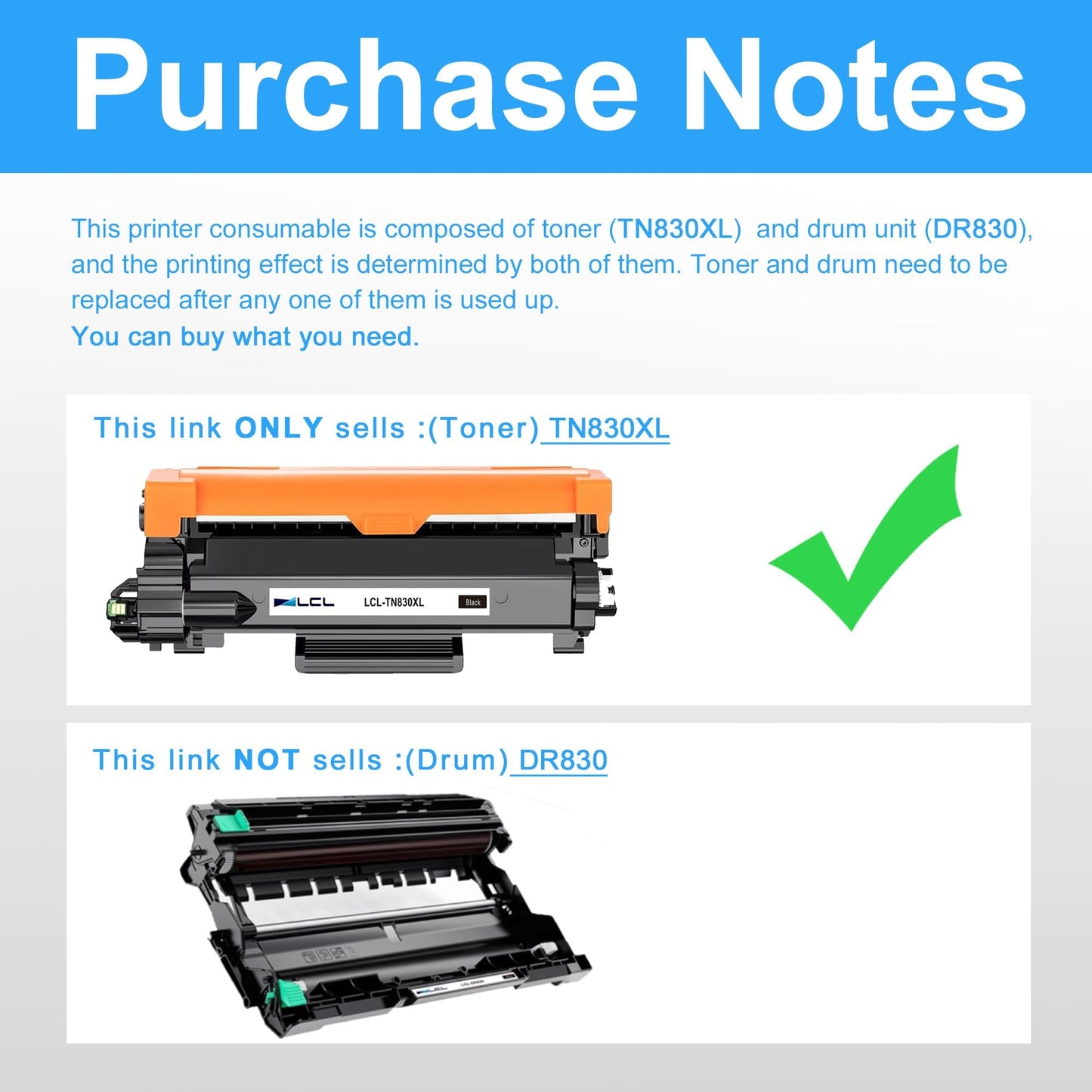 LCL Compatible Toner Cartridge Replacement for Brother TN830 TN830XL TN-830 TN-830XL (2-PK,Black)for HL-L2460DW HL-L2405W DCP-L2640DW HL-L2400D HL-L2420DW HL-L2460DWXL HL-L2465DW HL-L2467DW HL-L2865DW