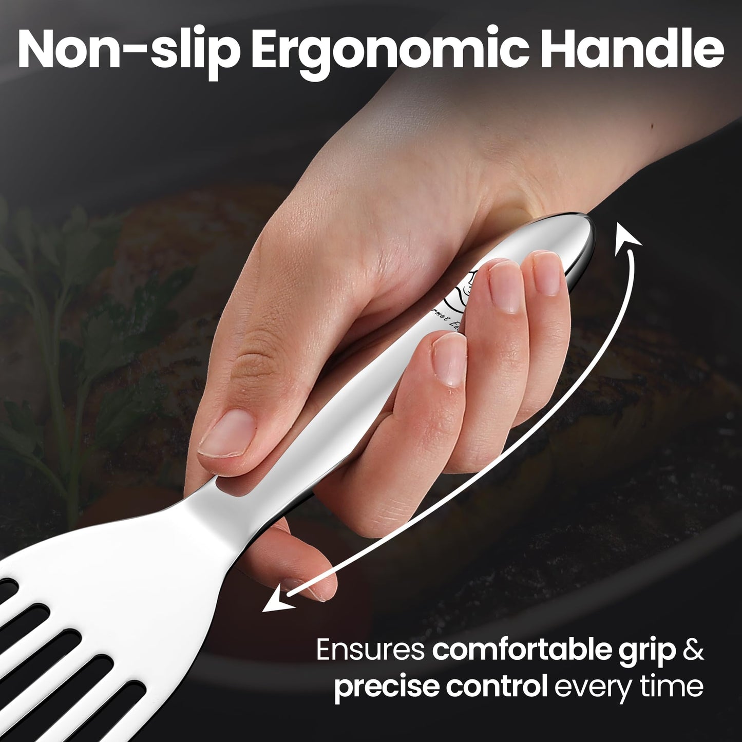 Fish Spatula Stainless Steel Combo, 1 Large Fish Turner Spatula + 1 Small Griddle Spatula, Metal Spatula for Kitchen Use, Slotted Spatulas, Frying Spatula with Thin Edge Ideal for Turning & Flipping