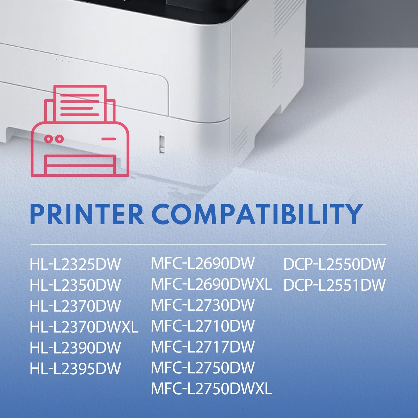 TN-760 TN760 Toner Cartridge with Chip 2 Pack High Yield Replacement for TN760 TN730 TN 760 TN-730 DCP-L2550DW MFC-L2710DW MFC-L2750DW HL-L2370DW HL-L2390DW MFC-L2730DW Printer Ink, Black