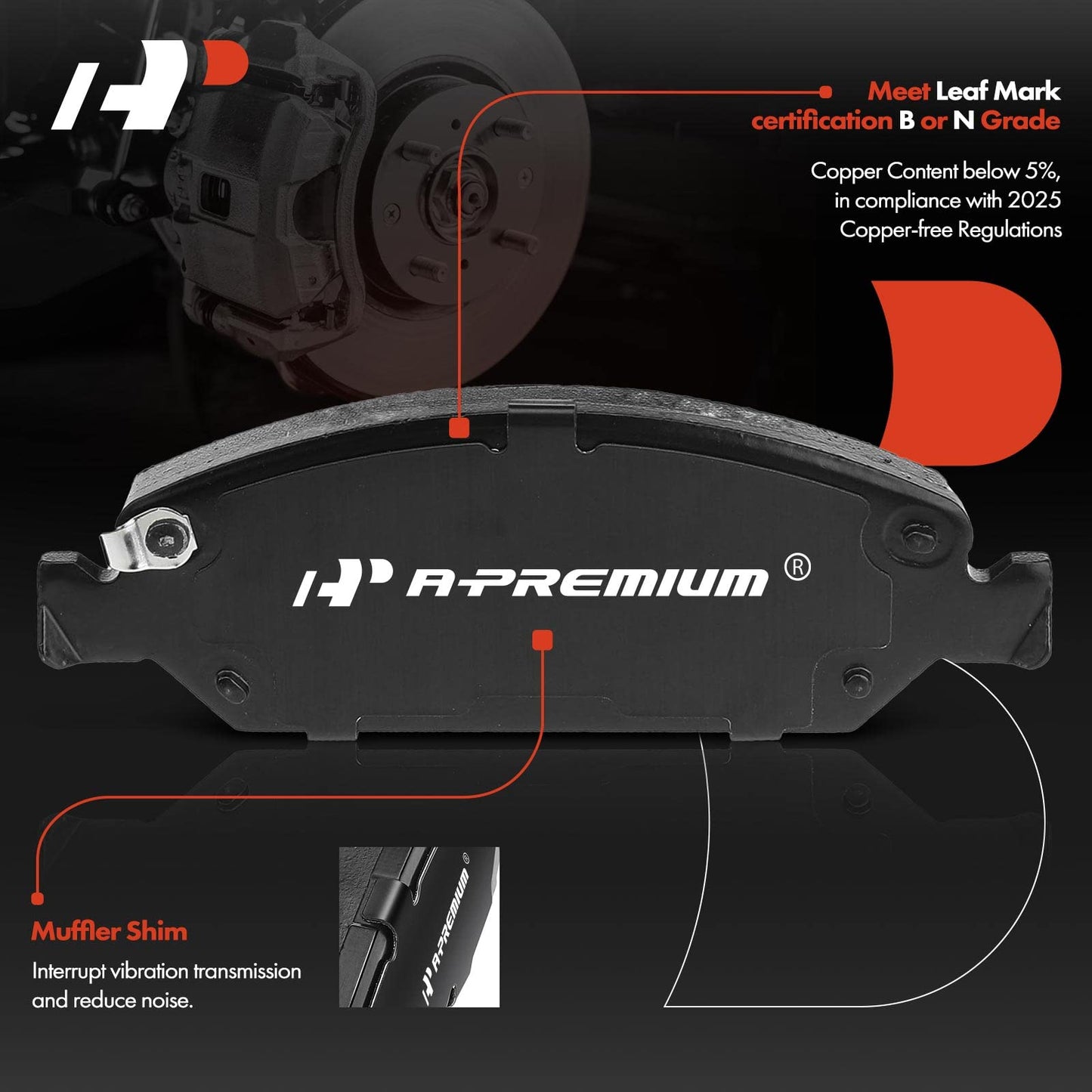 A-Premium Front Ceramic Disc Brake Pads Set Compatible with Select Chevy, Cadillac and GMC Models - Silverado, Tahoe, Suburban, Express, Avalanche, Escalade EXT ESV, XTS, Savana, Sierra, Yukon XL