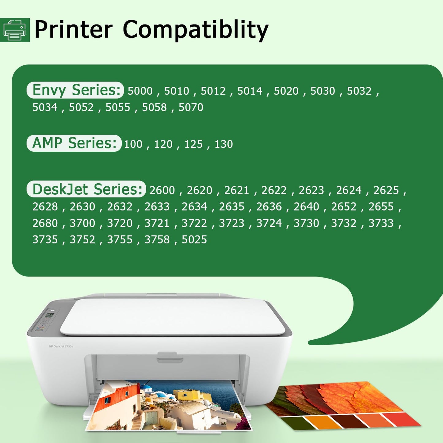 Printer Ink 65XL for HP 65 Ink Cartridges - 2 Pack 65XL Black High Yield Replacements for HP Ink 65 Compatible for HP Envy 5055 5052 5058 DeskJet 2652 2655 3755 3720 3722 3723 3752 3758 Printers