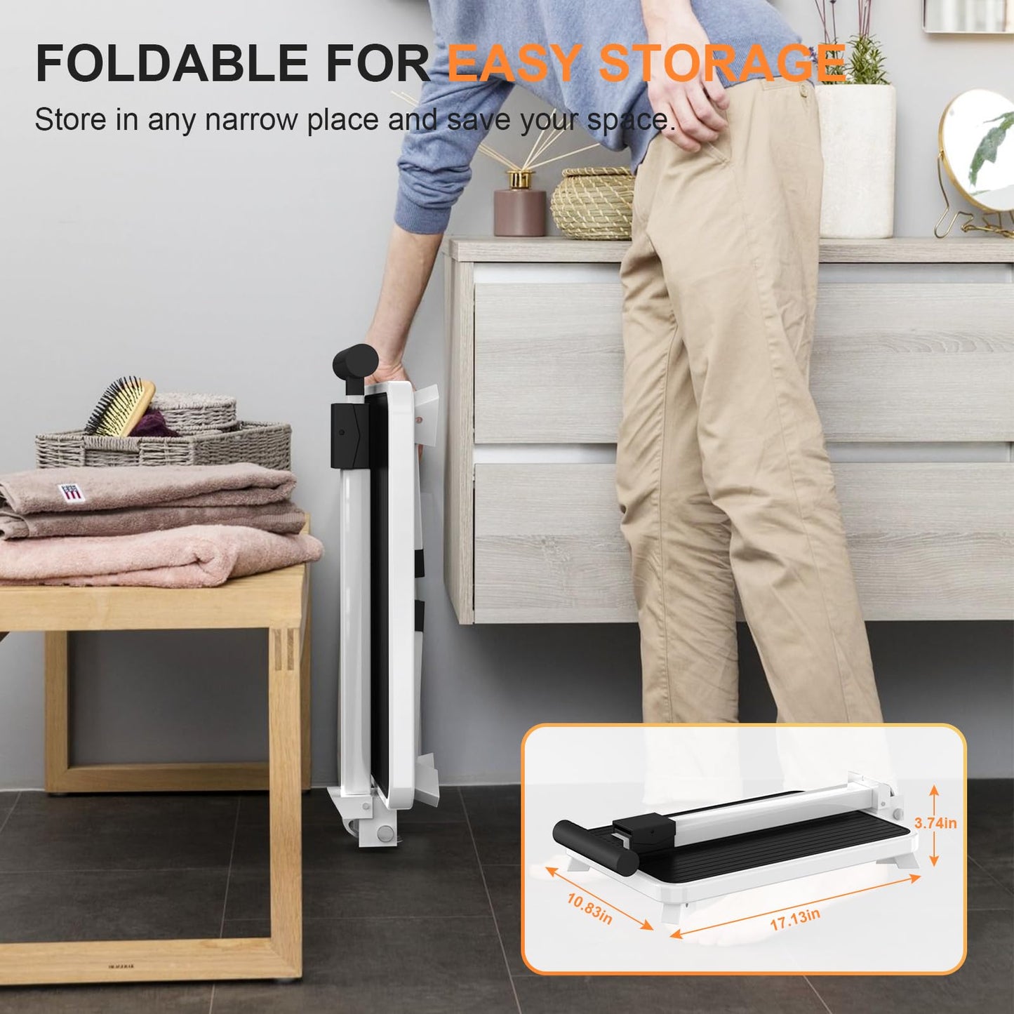 Foldable Step Stool with Handle, Portable Stepping Stool with Anti-Slip Design Medical Step Stool for Elderly, Senior and Kids in Home, Kitchen, Bathroom, Bedroom, 330 Lbs Capacity