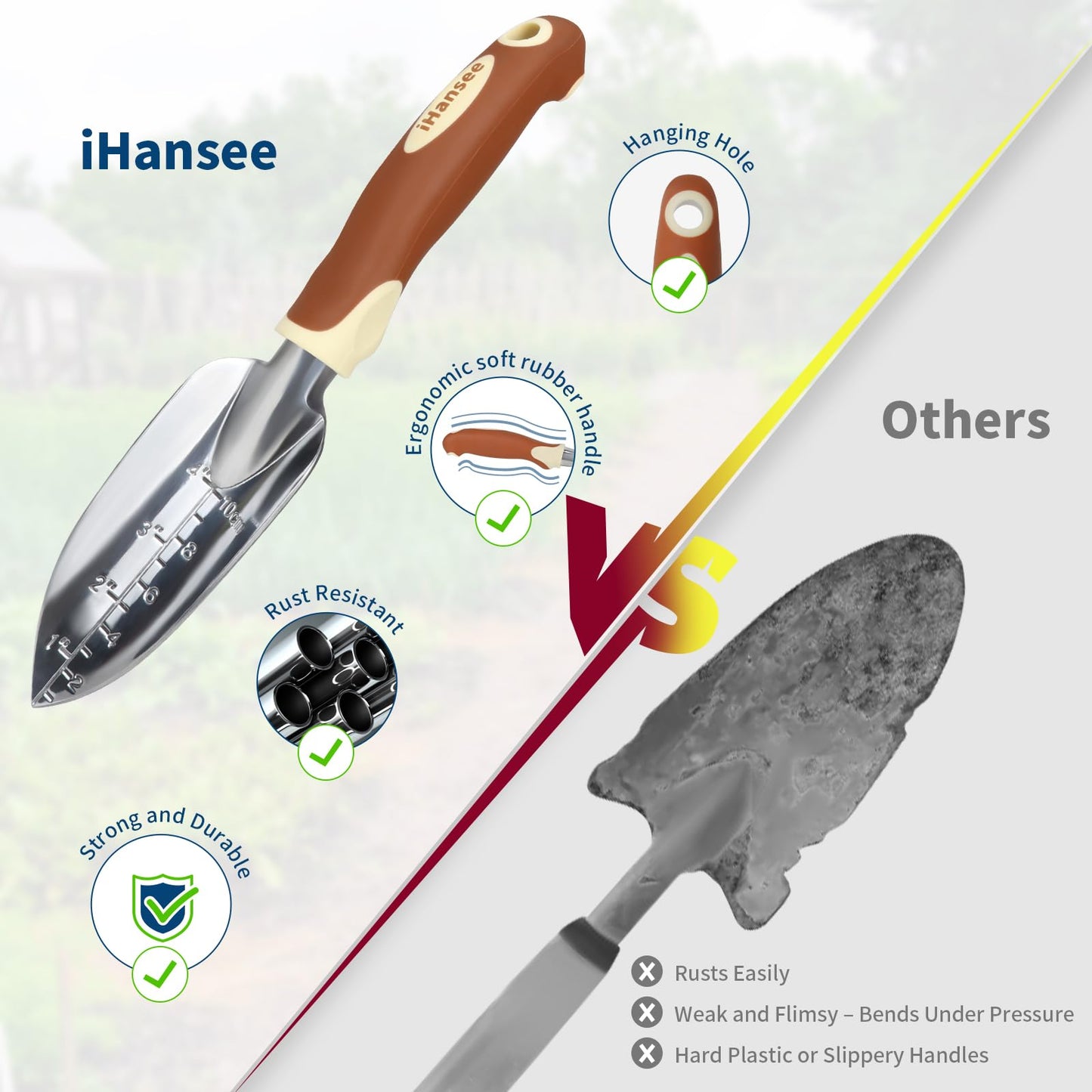 Brown Gardening Tools Set 12-Piece, Heavy Duty Garden Hand Tool Kit with Non-Slip Ergonomic Handle, Storage Tote Bag, Garden Apron, Gloves and Kneeling Pad, Gardening Gifts for Women Men Plant Lover