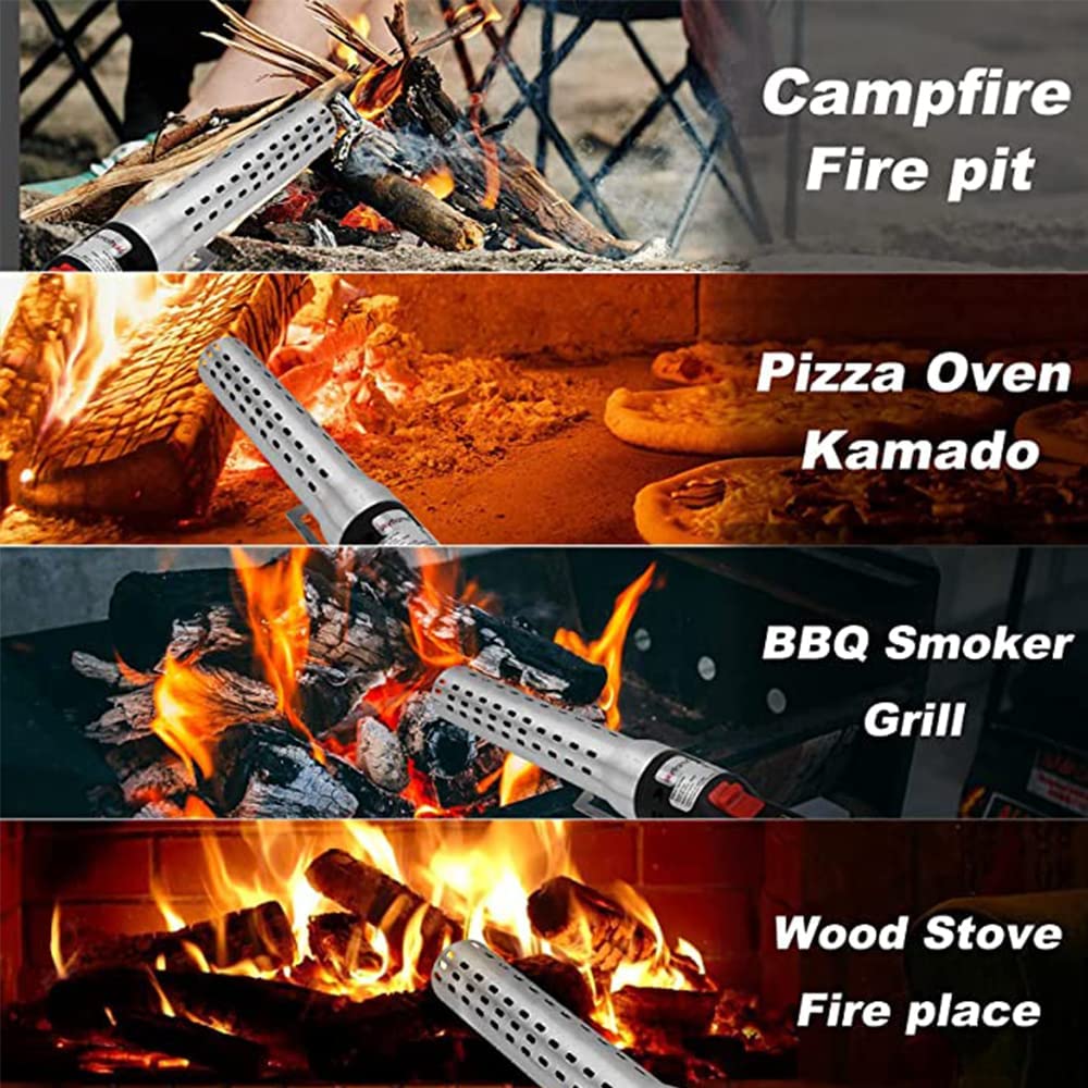 Luckystar Electric Fire Starter, Charcoal Starter, BBQ Smoker, Grill Starter, Chemical Free Heated Air with Built-in Blower (Silver)