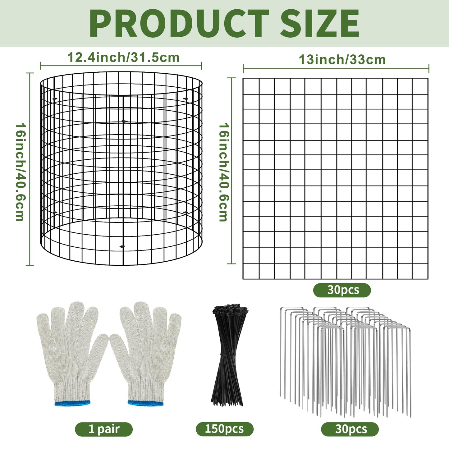 10 Set Garden Plant Protector from Animals with Ground Stakes 12.4" H X 16" D Metal Mesh Plant Cage Covers Sturdy Garden Rabbits Barricades Chicken Wire Cloche for Plants Shrubs Vegetables Flowers
