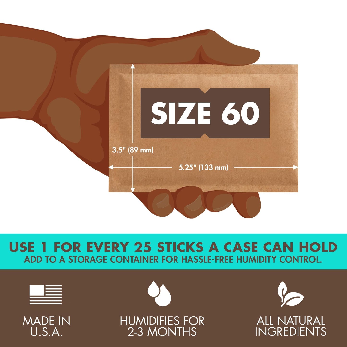 Boveda For Seasoning Two-Way Humdity Control Packs – 84% RH to Season a Wood Humidifier Box (Small- to Medium-Size, Up to 100-Count) – Size 60 – 4 Pack in a Resealable Bag