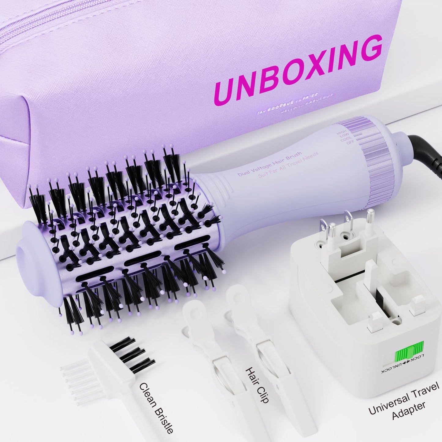 Olaermoso Travel Hair Dryer Brush-Purple