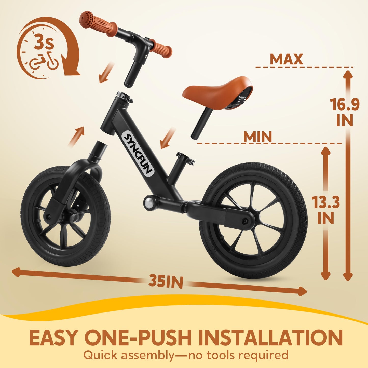 SYNCFUN Toddler Balance Bike, Toddler Bike for 2, 3, 4, 5 Year Old Boys and Girls, No Pedal Kids Bike, Toddler Gifts, Easy Adjustable Seat and Handlebar, Kids Toys for 2 Year Old