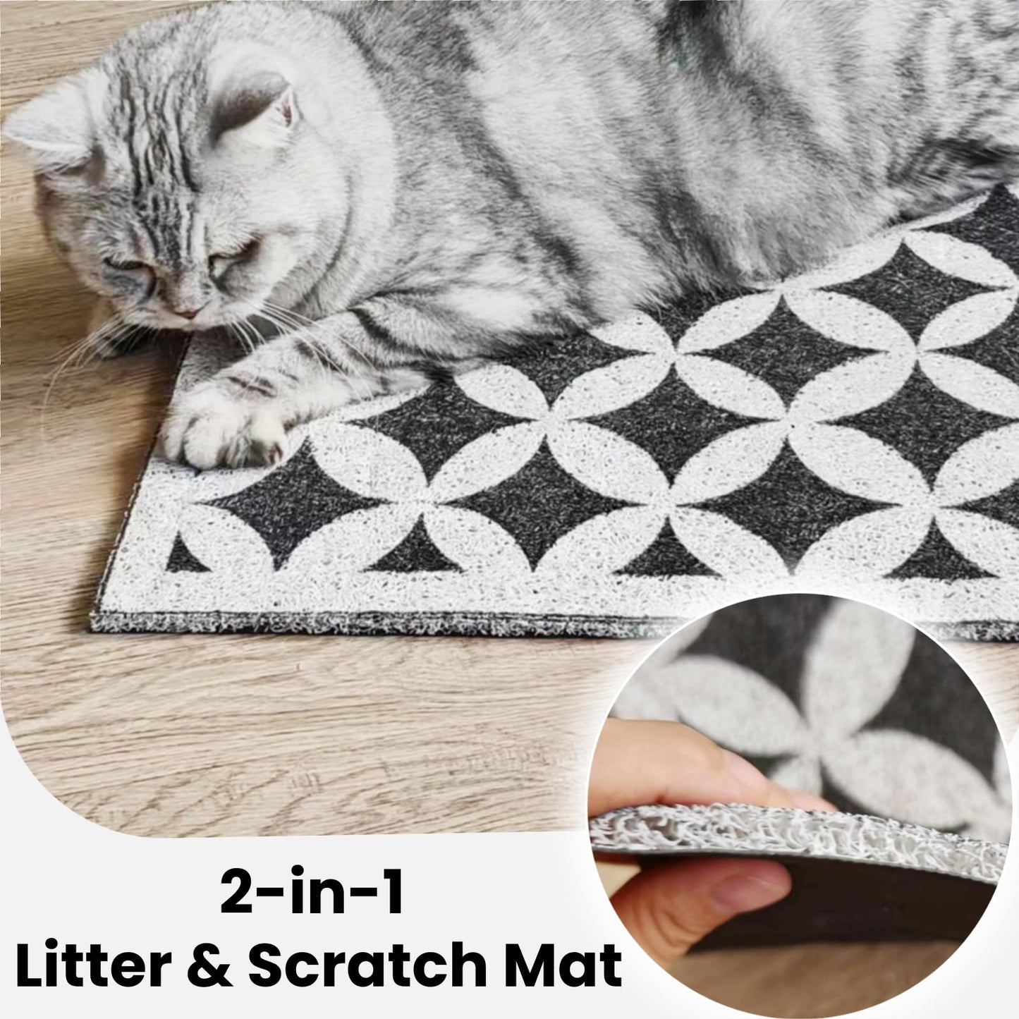 Cat Litter Mat - Extra Large Waterproof Mat with Deep Grids | Non-Slip Scatter Control for Litter Box | Durable PVC Mesh, Soft on Paws | Traps Litter & Reduces Mess (XX-Large)