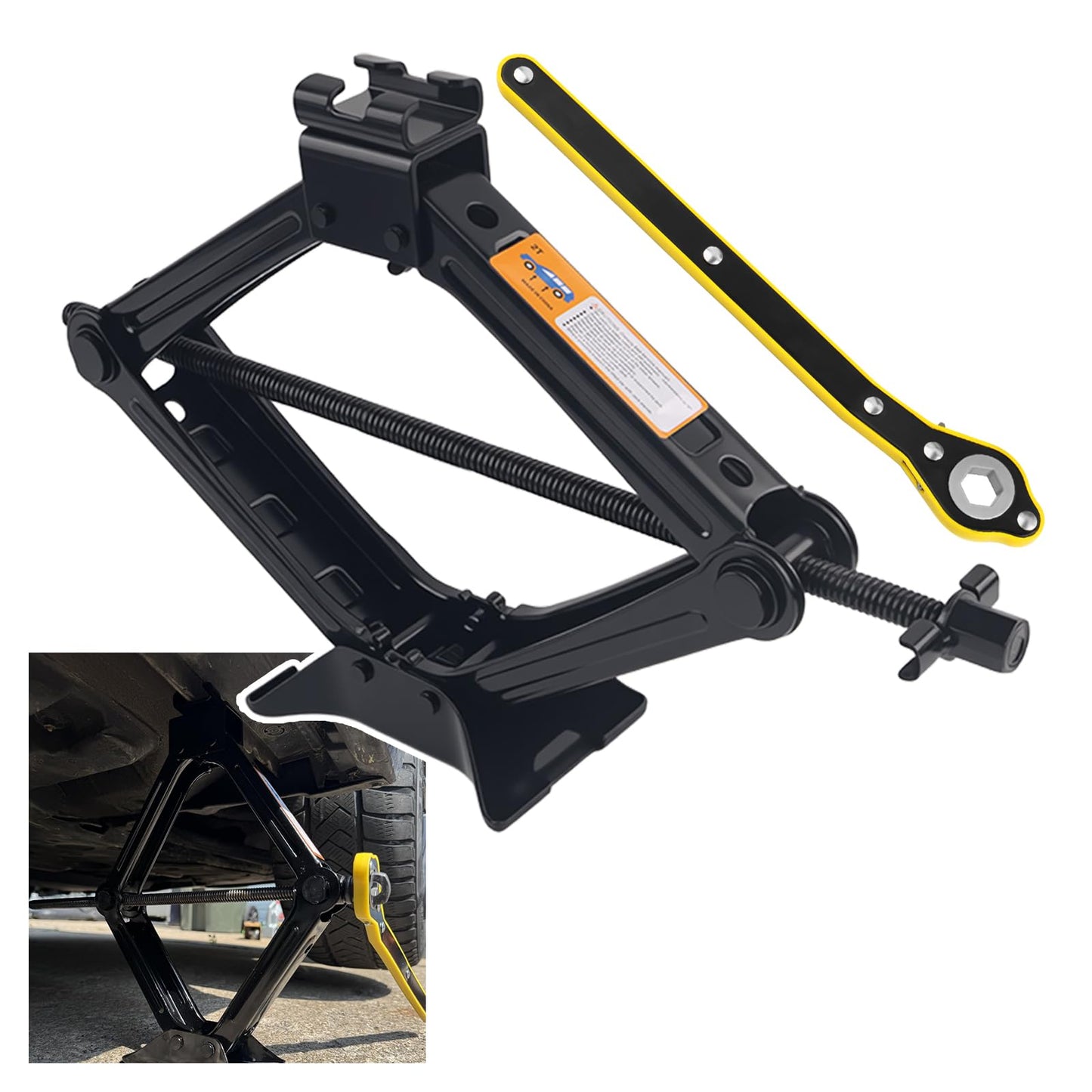 Scissor Car Jacks Lift Kit with Wrench,2 Ton Scissor Jack for Car with 3.94-15.35" Lift Range,Heavy-Duty Tire Jack Kit for Cars with 360° Swivel Head for Auto Tire Change