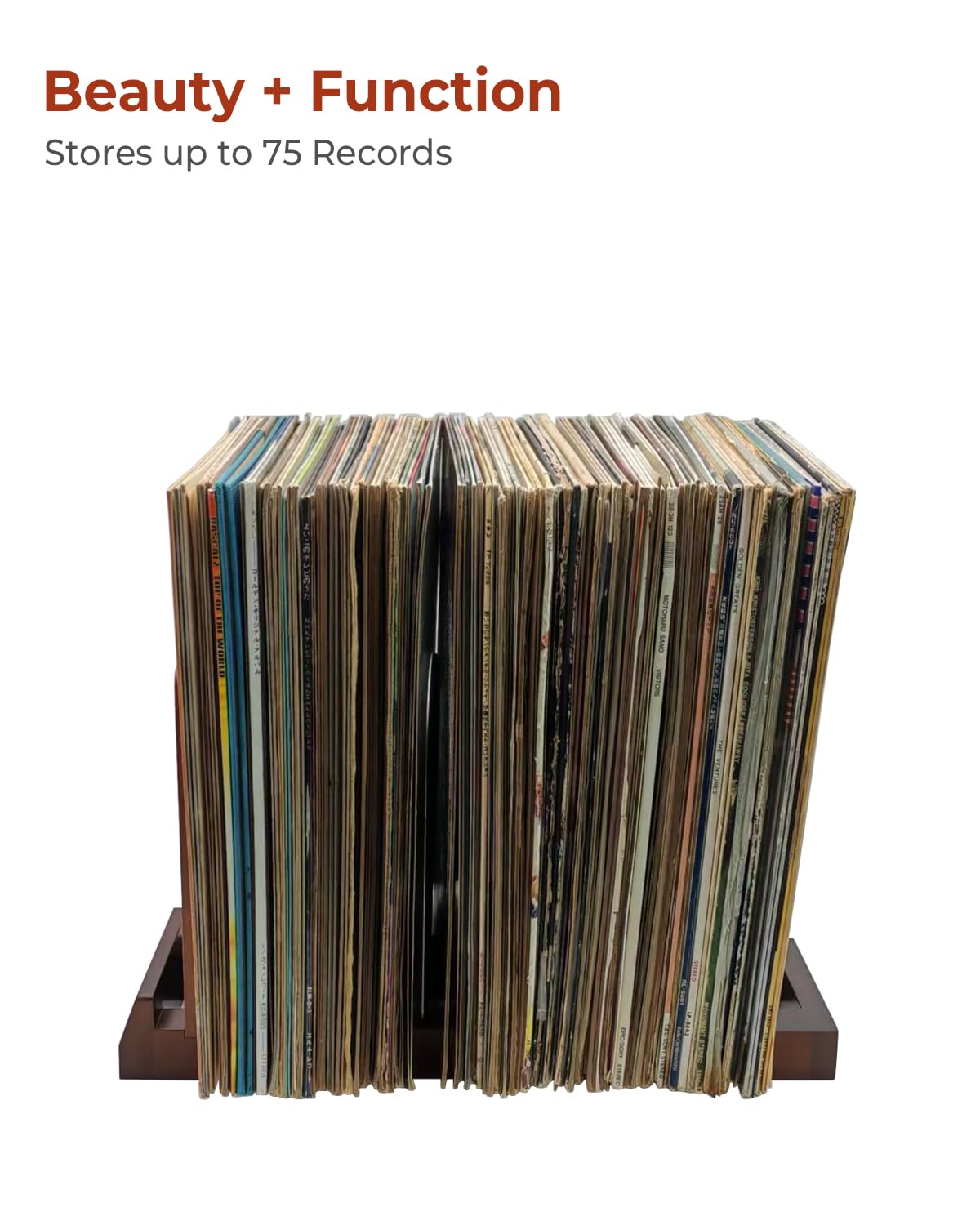 Greaittle Now Playing Vinyl Record Holder Stand, Wooden Record Storage Stand for Album Display, Vinyl Accessories for LP Lovers, Solid Wood with Engraved Design