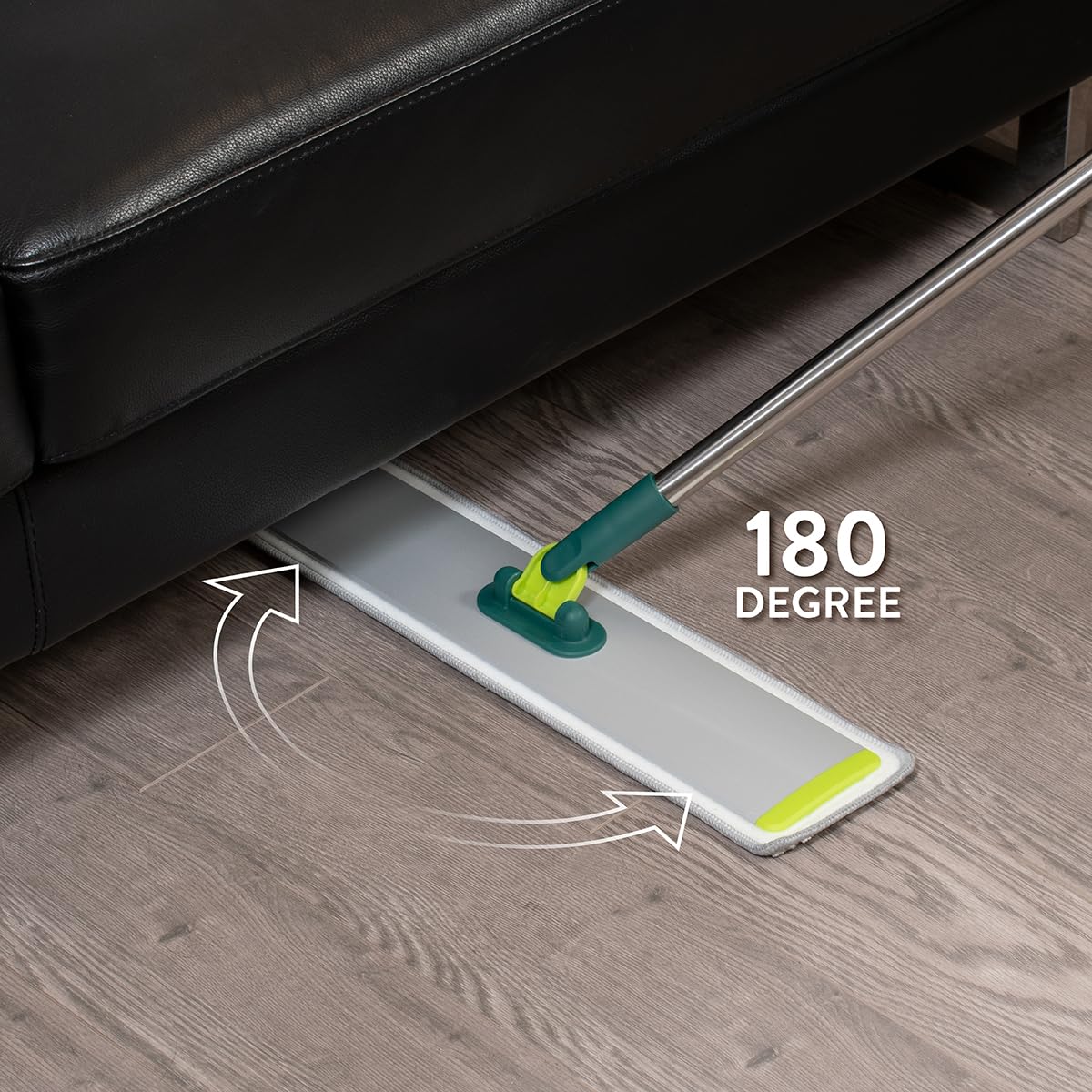 Pine-Sol Flat Microfiber Mop - Wet/Dry Floor Cleaning Tool with 2 Reusable Mopping Pads - Multi-Surface for Dusting Hardwood, Laminate, Tile - Extendable Stainless Steel Handle with Swivel Head