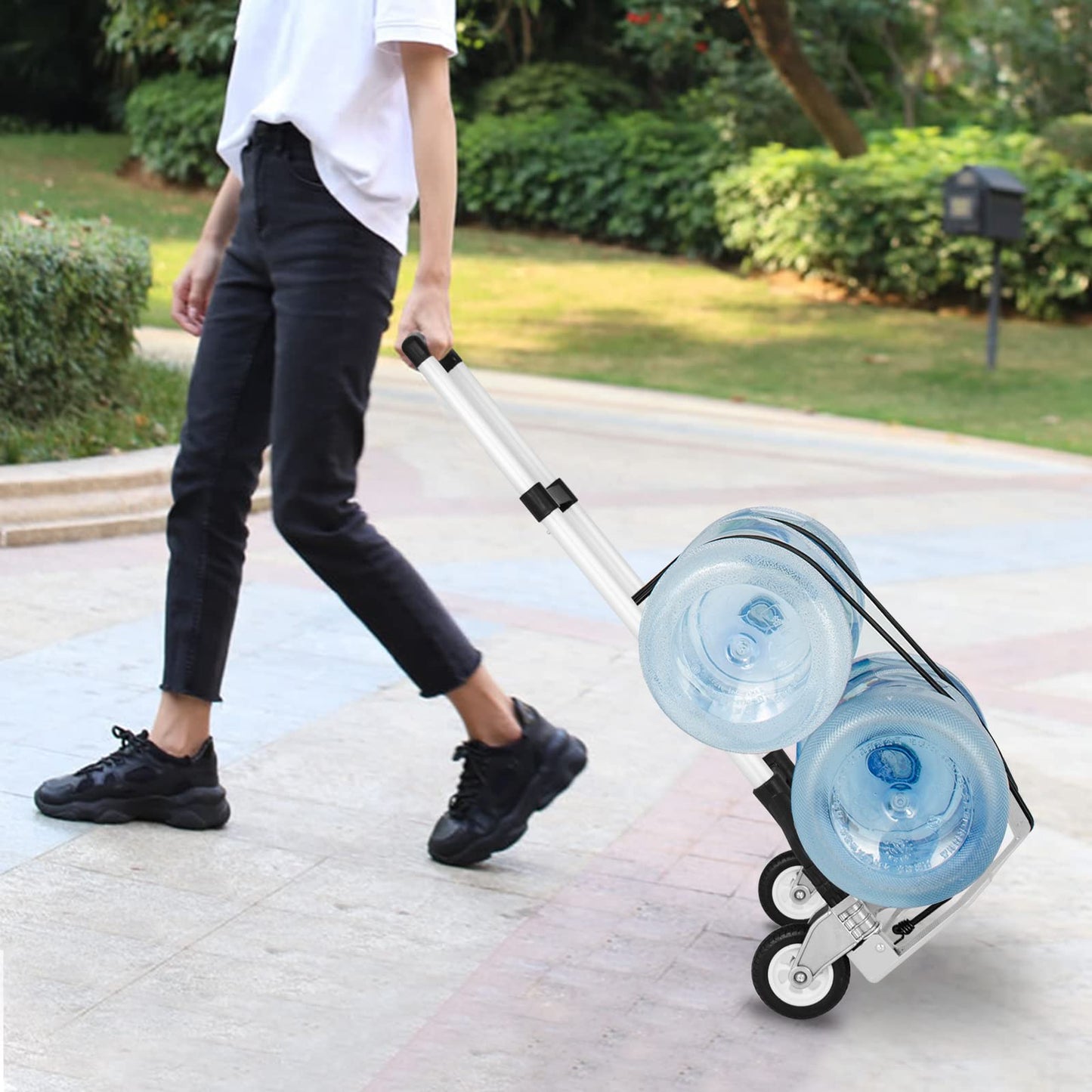 AKOZLIN Hand Truck Folding Portable 180lbs Capacity Aluminum Alloy Plate Luggage Cart Foldable Height Adjustable Hand Cart with 2 Wheels/Fixed Rope for Home, Auto, Office,Travel Use