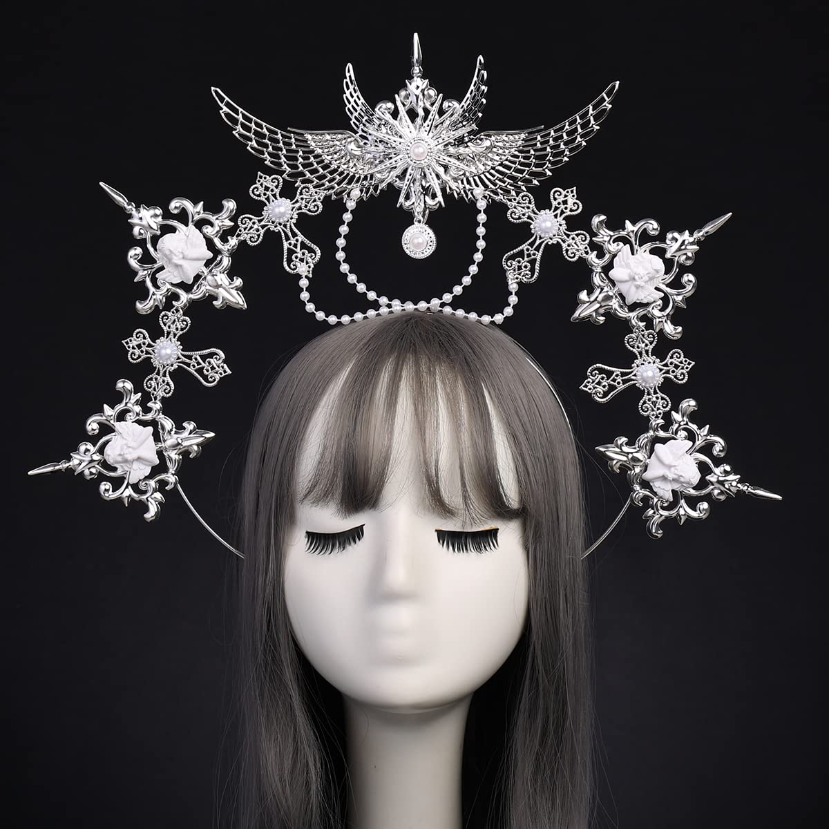 BLESSUME Halo Crown Mary Goddess Headband Women Halloween Costume Headpiece (Silver 21)