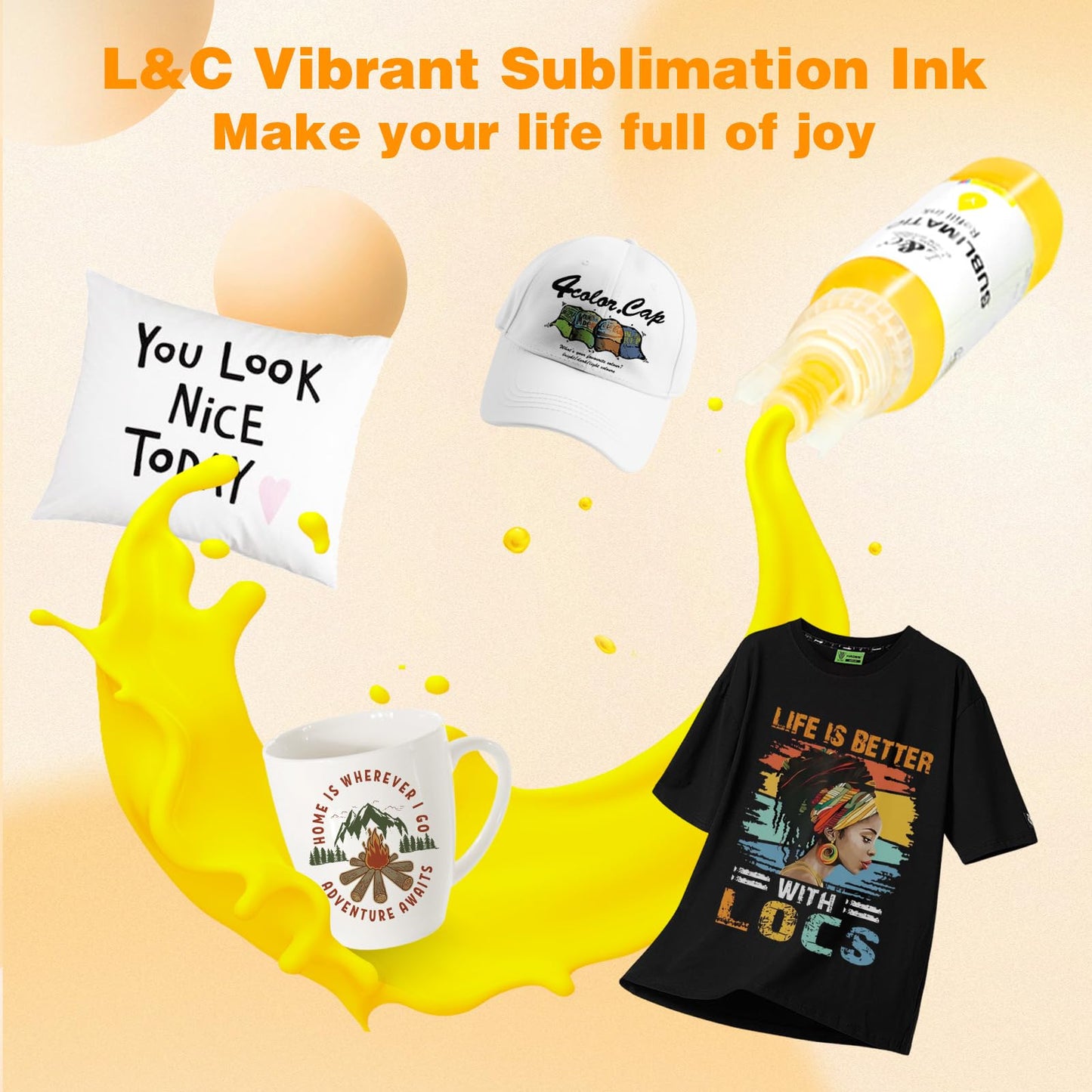 L&C Sublimation Ink Refill for Ecotank Supertank Inkjet Printer ET-2400 ET-2760 ET-2720 ET2800 ET-2803 ET-2850 ET-15000 ET4800 Heat Press Transfer for T-Shirt Mug Anti-Clog Autofill ICC-Free 5X100ML