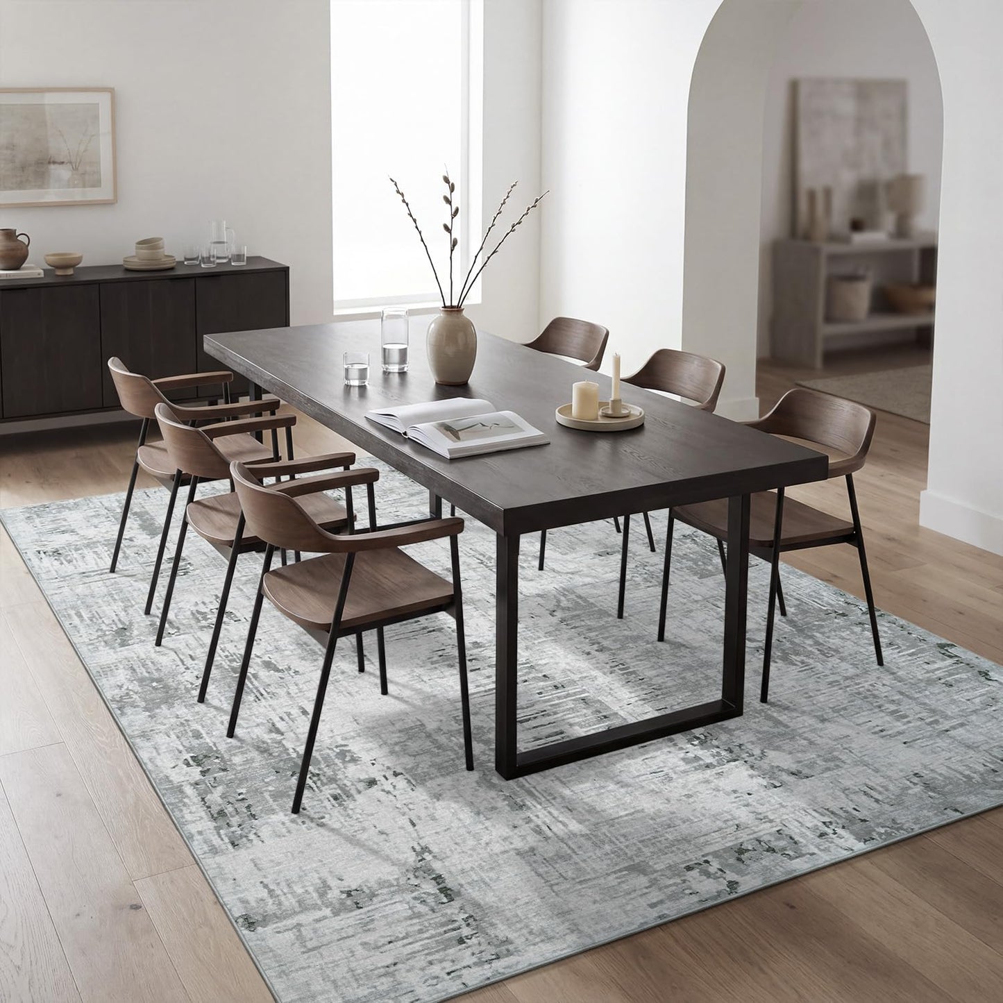 Resare-Area Rug-Rugs for Living Room 5x7 FT Washable Carpet Rug for Dining Bedroom Living Room Low Pile Abstract Grey