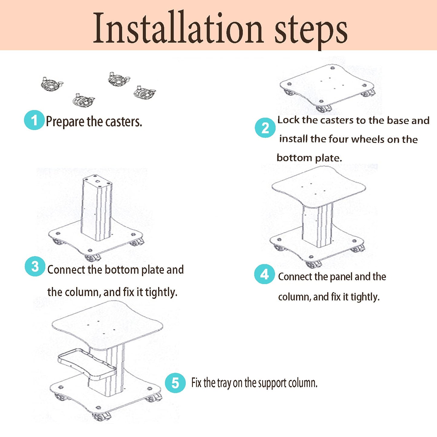 Beauty Salon Trolley Cart,Pedestal Rolling Cart,HOINCO Beauty Salon Wheeled Cart (White)