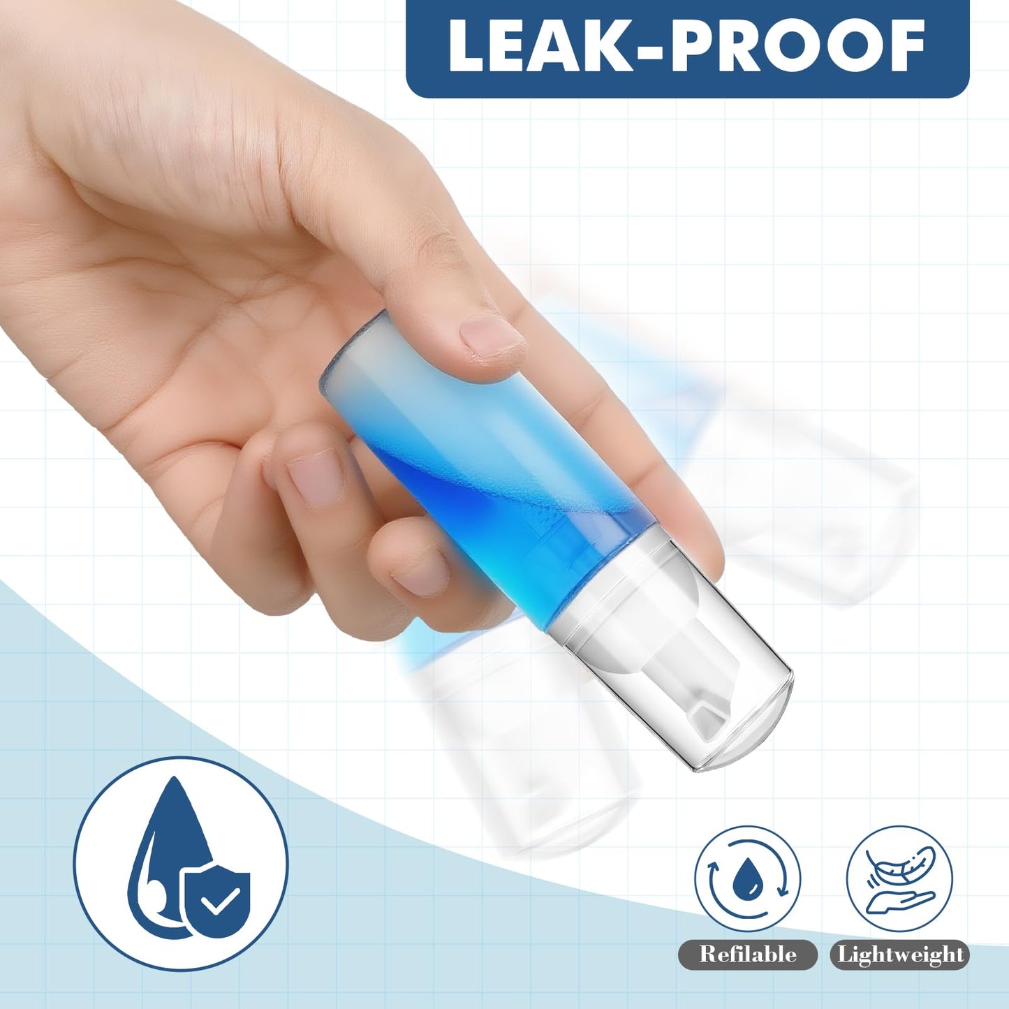 50 Pcs 2 oz Plastic Foam Pump Bottle Refillable 60ml Travel Mousse Foaming Soap Dispenser Mini Eyelash Cleaning Foam Bottle Dispenser for Face Wash Lash Shampoo Skin Care