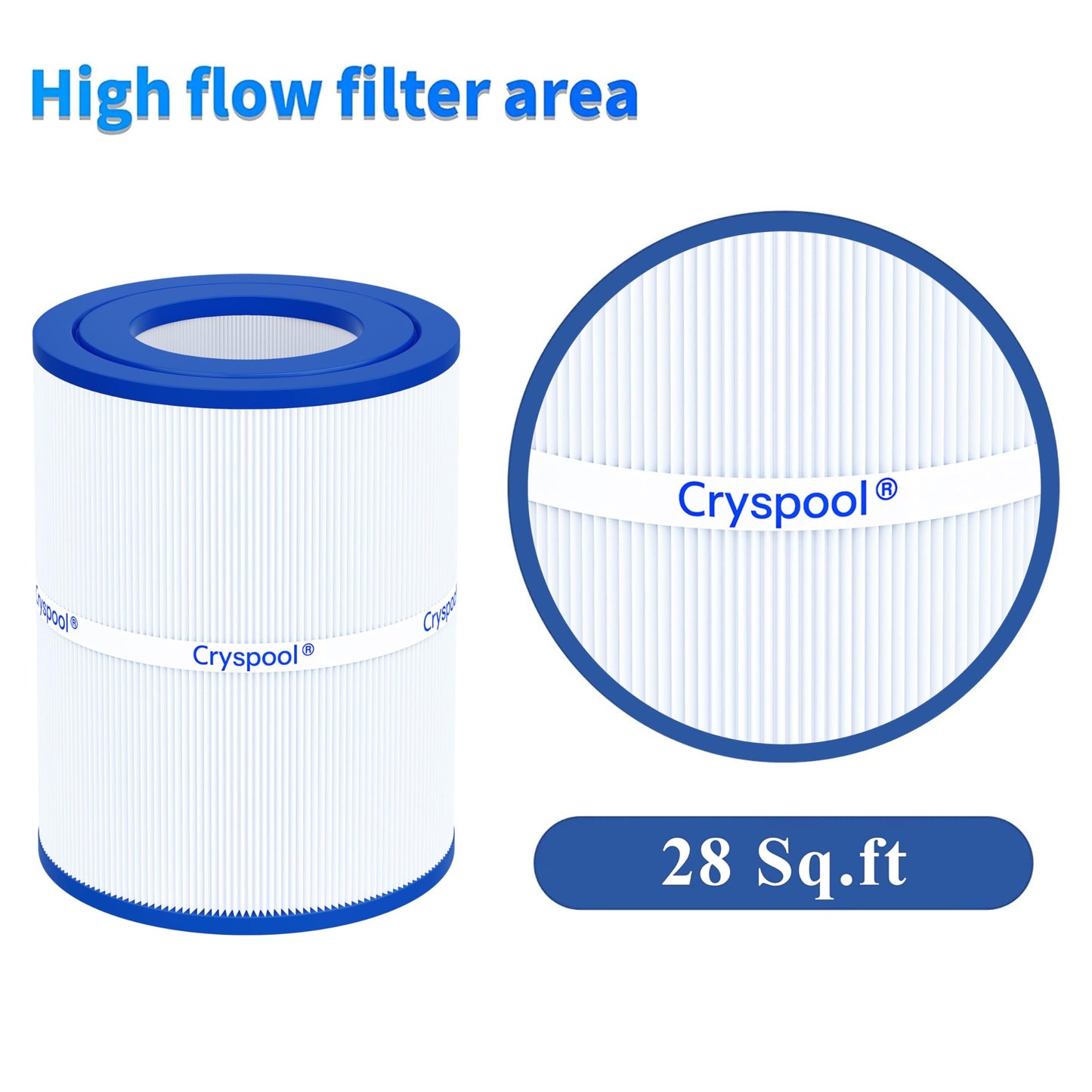 Cryspool PDM28 Filter Compatible with Spa Filter Aqua Crest PDM28 461273, Dream Maker, 28 Sq. Ft Spa Filter Cartridge, 2 Pack