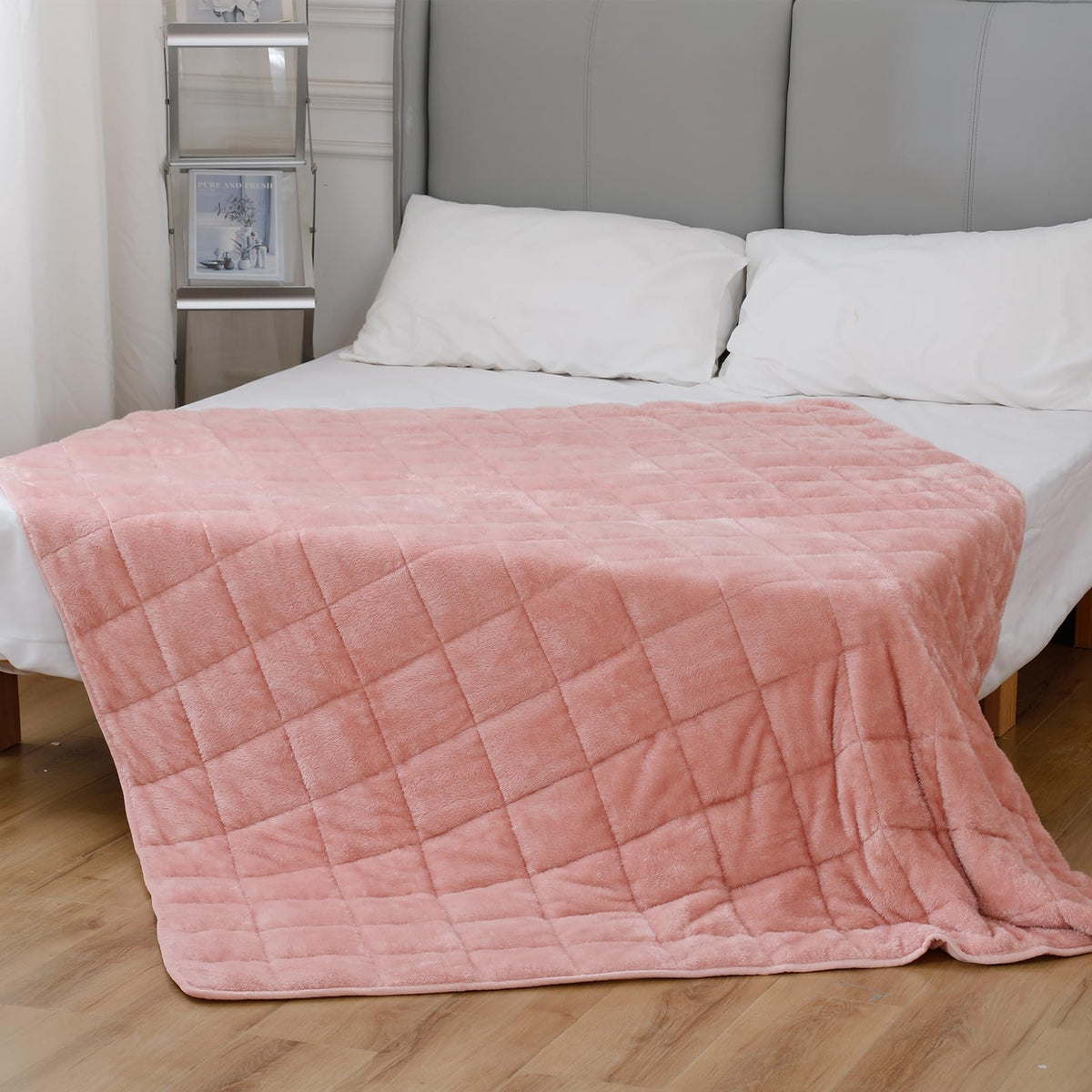 CODUM Weighted Blanket, Plush Fleece Blanket Ultra Soft - Fluffy Cozy Throw for Bed Couch Sofa, Warm Fuzzy Blanket for Adults (Pink, 60"x80" 15 lbs)