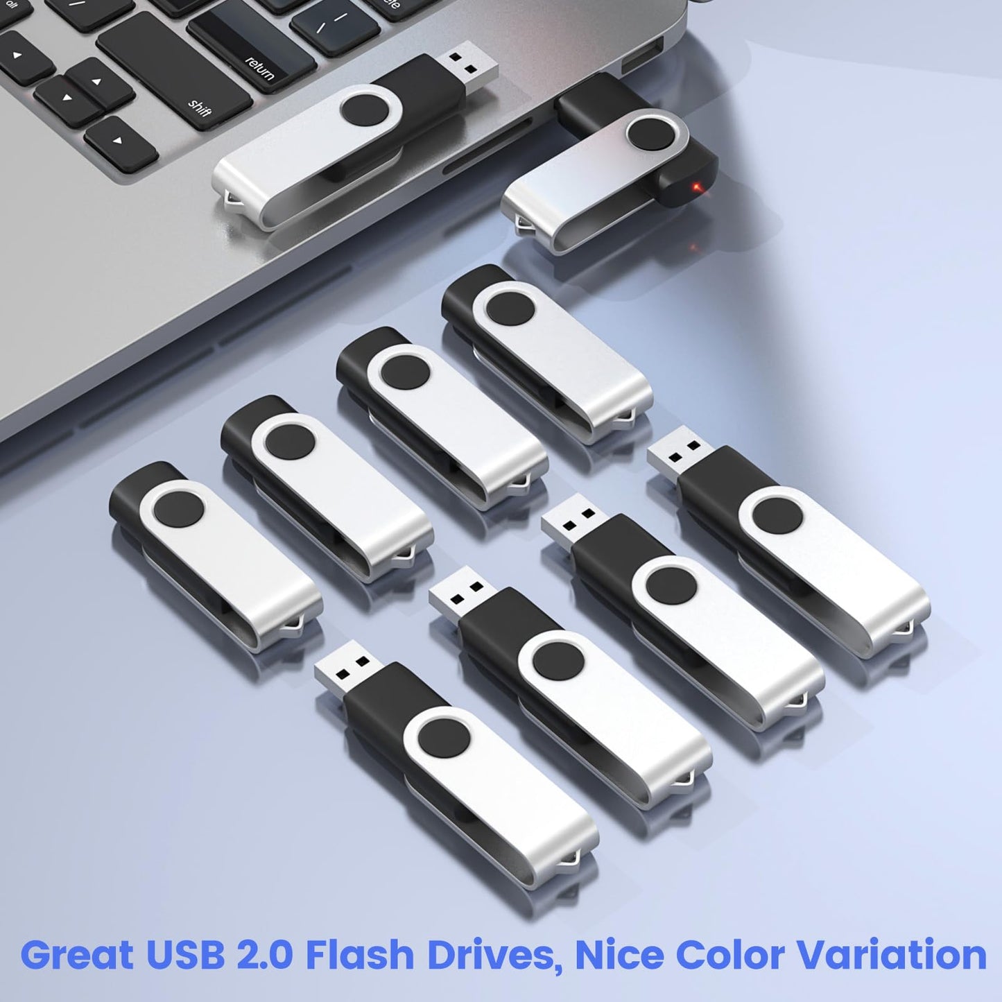 ABLAZE USB Stick 4GB 50 Pack, USB 2.0 Flash Drive 4GB with Lanyards Swivel Thumb Drives Bulk Memory Stick 50PCS (Black)