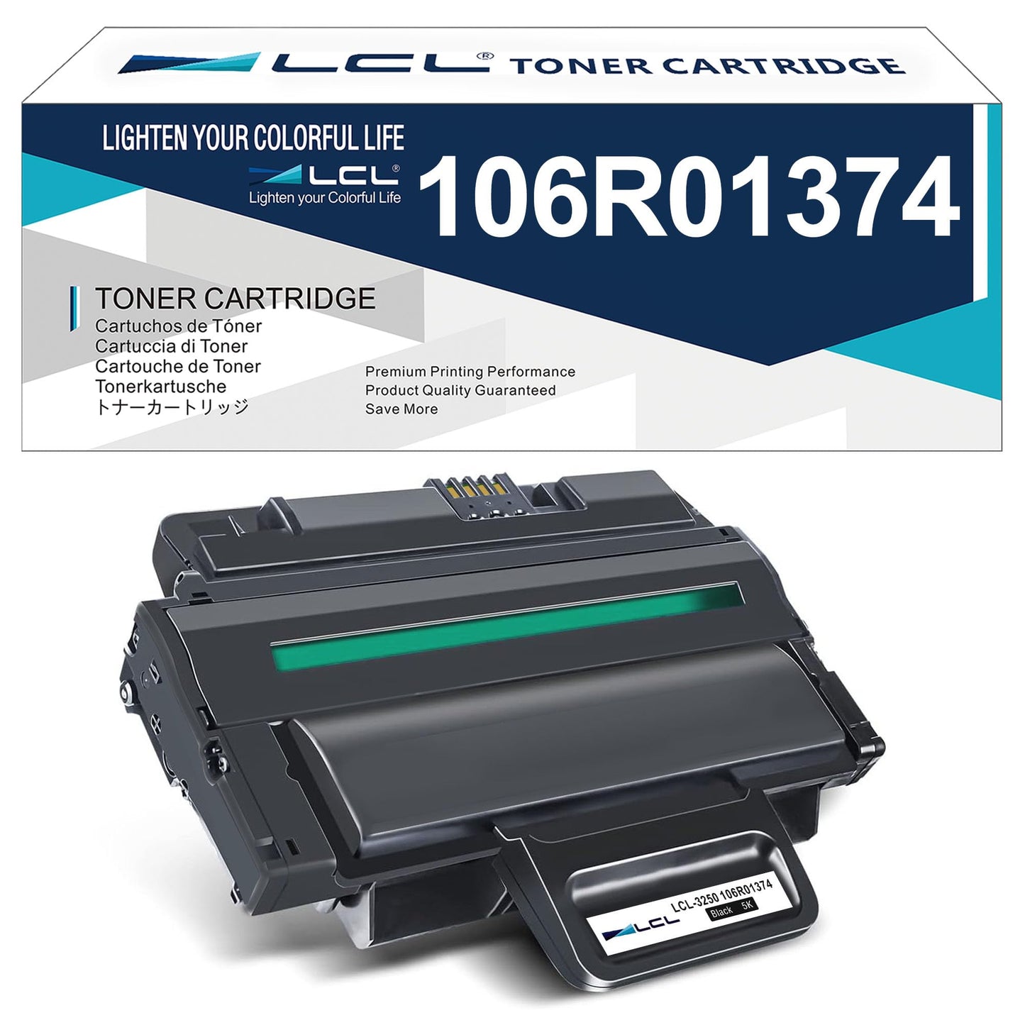 LCL Compatible Toner Cartridge for Xerox 106R01373 106R01374 106R1373 106R1374 3250 High Yield (1-Pack, Black) for Xerox Phaser 3250 3250D 3250DN