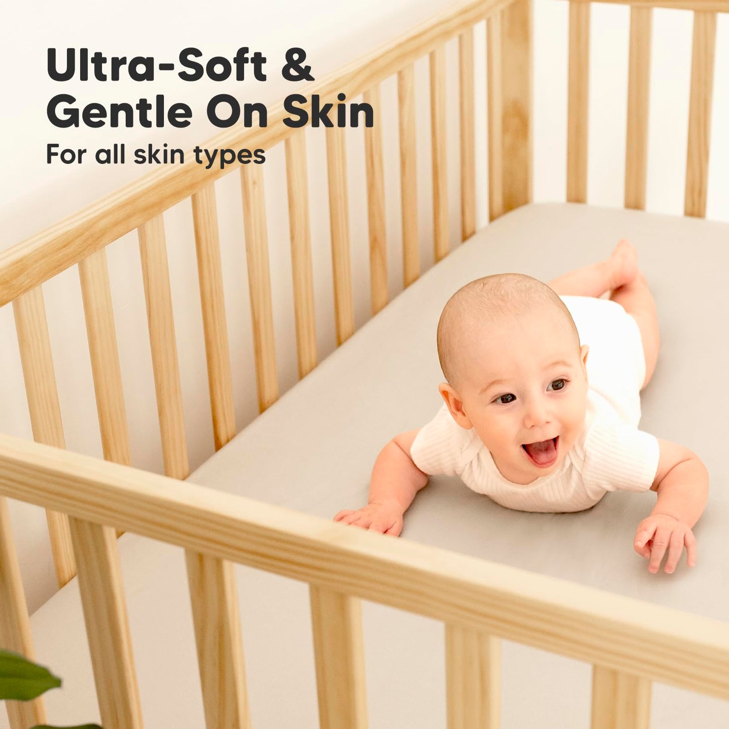 2-Pack Waterproof Baby Crib Sheets for Boys, Girls - Viscose Derived from Bamboo Toddler Bed Sheet Neutral, Fitted Crib Mattress Protector Cover for Baby Bedding, Soft & Gentle (Ecru)