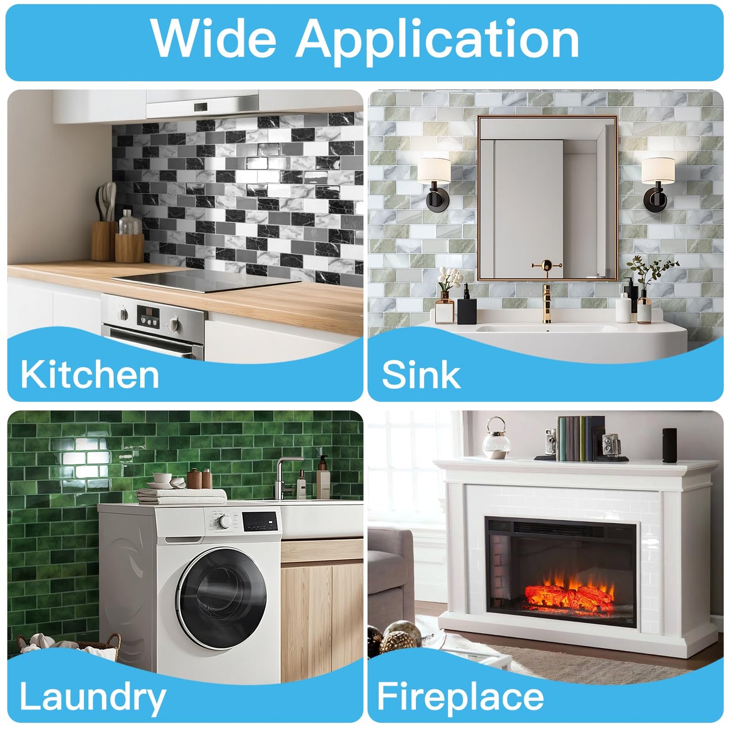 Art3d Peel and Stick Backsplash Tiles – 12"x12" White Washed Thicker Design, Self-Adhesive Wall Tile for Kitchen & Bathroom