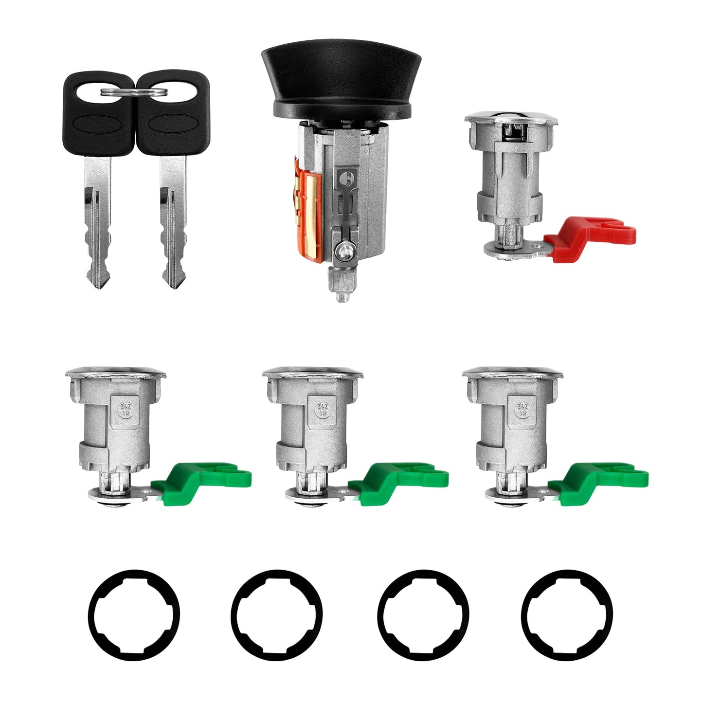 Door Lock Cylinders & Ignition Switch with Keys | Replacement for 1997-2018 Ford Econoline, E-150, E-250 & E-350 Van | Replace#: 703369, 597638, 707624, DL5886