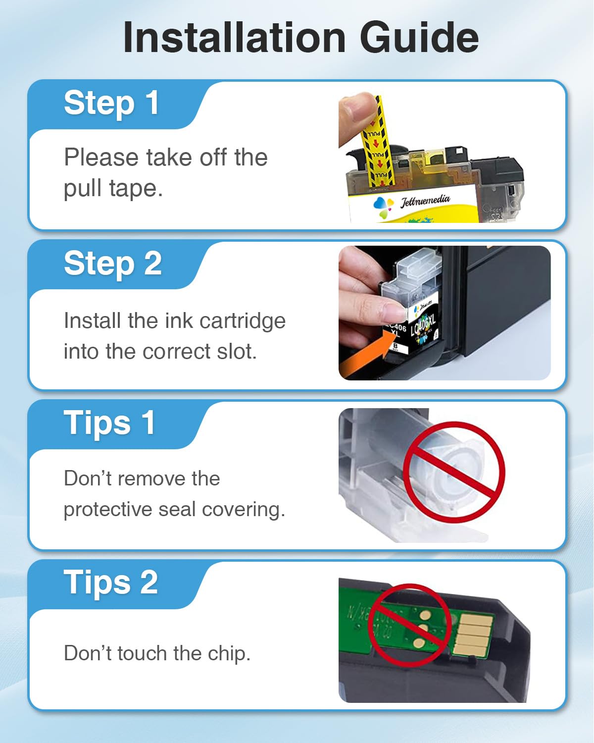 LC406XL Ink Cartridges Compatible with Brother LC406XL LC 406 XL High Yield Work with Brother MFC-J4335DW MFC-J4535DW MFC-J5855DW MFC-J6955DW MFC-J6555DW Printer (4 Pack, Black, Cyan, Magenta, Yellow)
