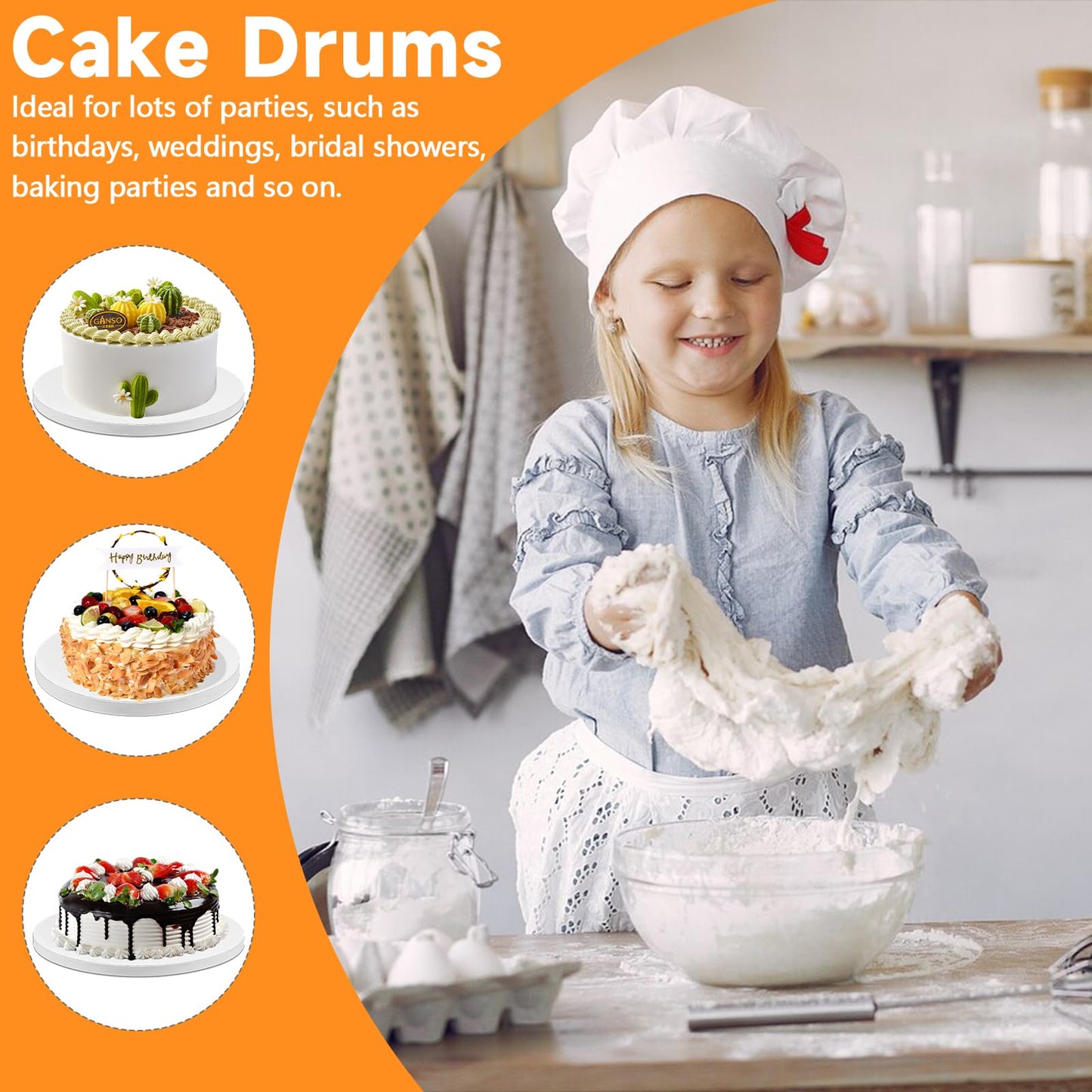 12 Pack Cake Drums, 12 Inch Cake Boards Round Cake Base Board, Cake Corrugated Cardboard Sturdy Cake Base Thick Cake Boards for Wedding Birthday Party