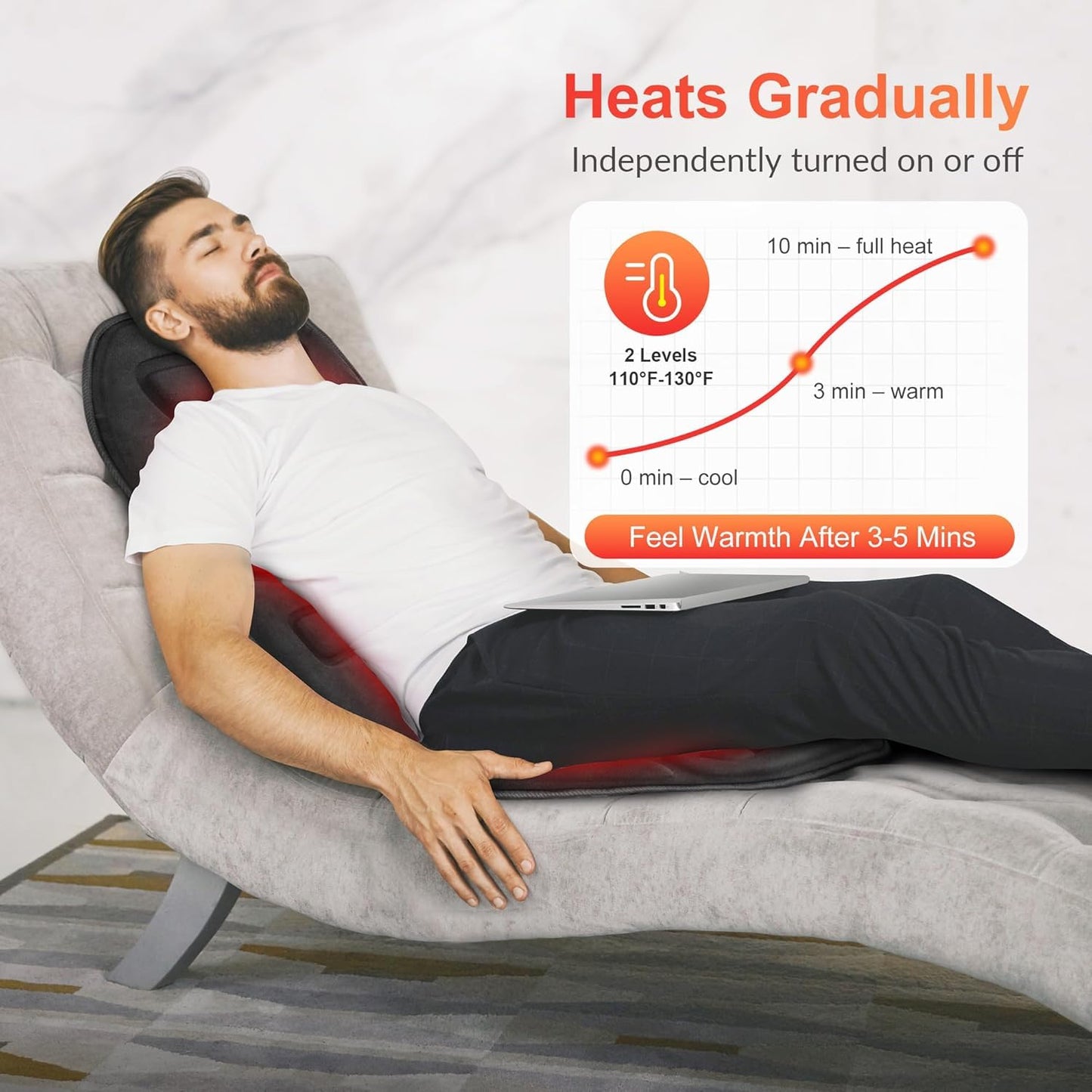 COMFIER Massage Seat Cushion with Heat - Back Massager for Chair, 3 Heating Pad, 10 Vibration Motors, Massage Chair Pad for Back Office Home use