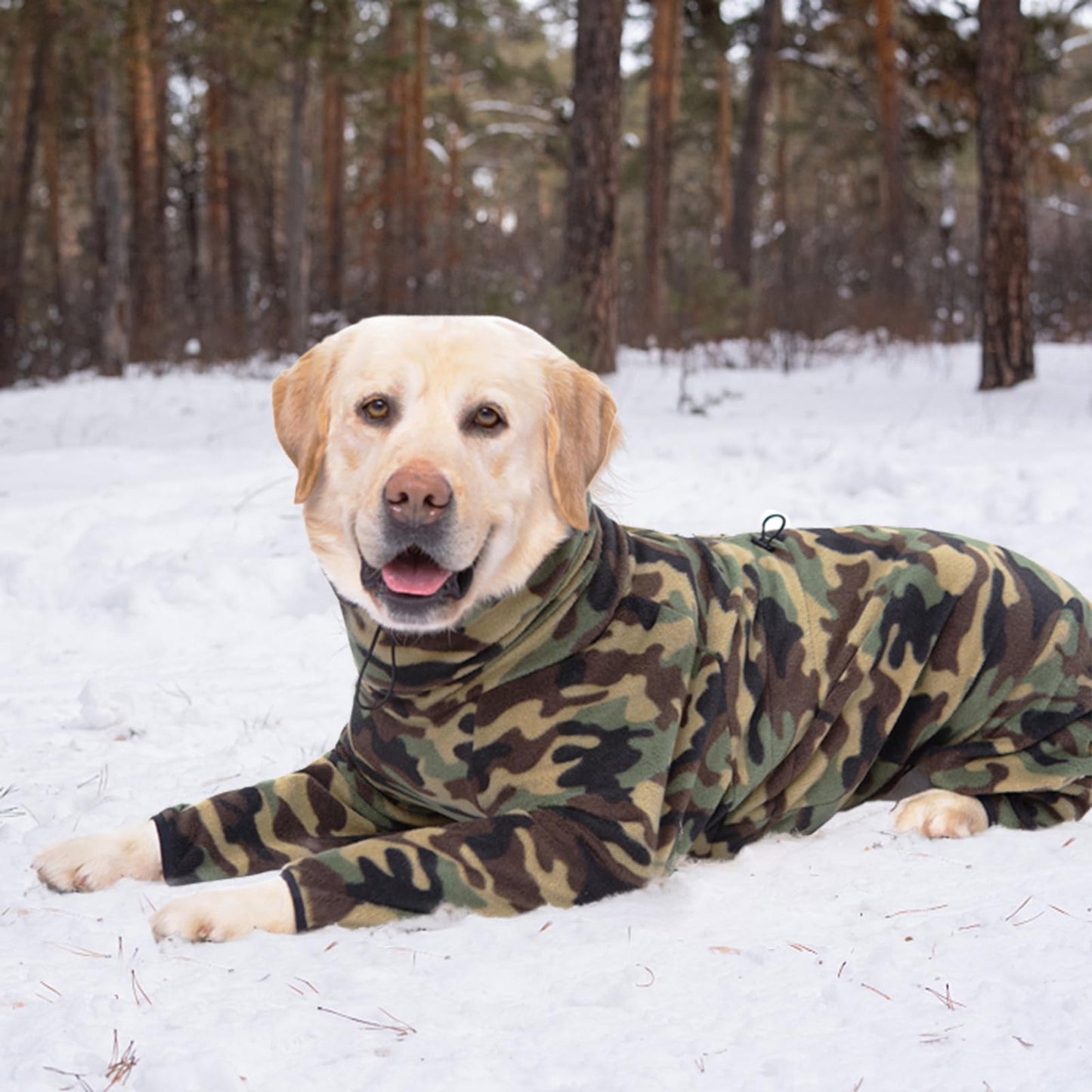 Dog Winter Warm Coats 4-Legs Fleece for Large Medium Dogs, High Collar Dog Cold Weather Coat Full Body Dog Snowsuit Comfort Windproof Dog Sweater (Camouflag, 6XL)