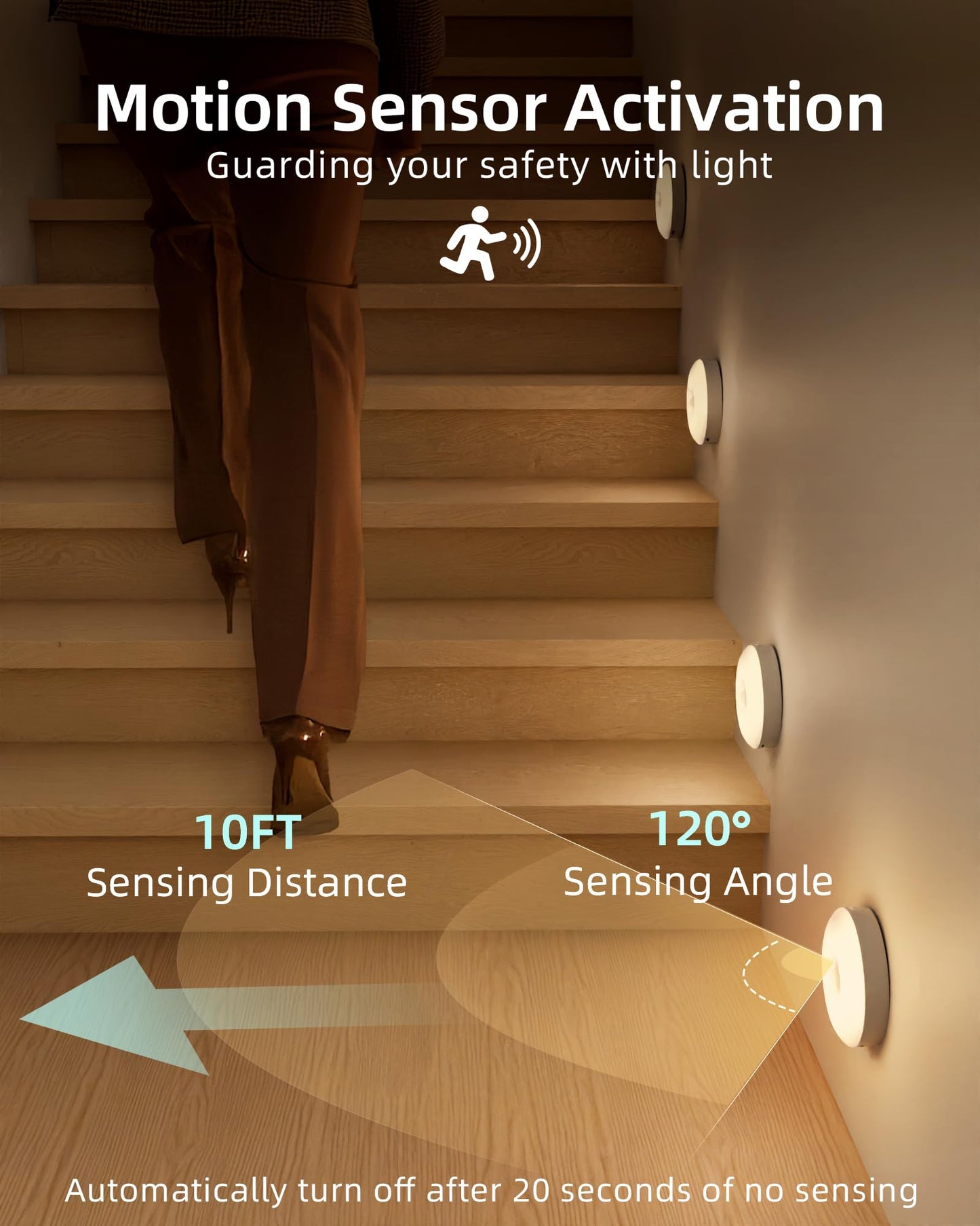 EZVALO 6-Pack Rechargeable Motion Sensor Light Indoor, 15 RGB Color Temps Under Cabinet Lighting, Wireless LED Puck Lights with Remote, Under Counter Lights for Kitchen, Shelves, Stairs, Lockers