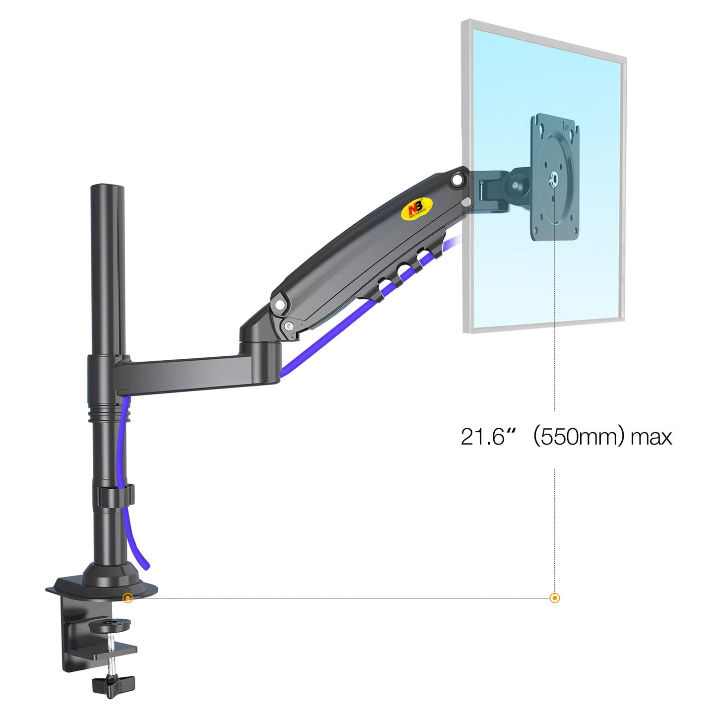 NB North Bayou Monitor Arm Monitor Stand Monitor Desk Mount Height Adjustable VESA Bracket for 22 to 35 Inch Computer Screen - Holds up to 26.4lbs with C Clamp Bolt-Through Grommet Base
