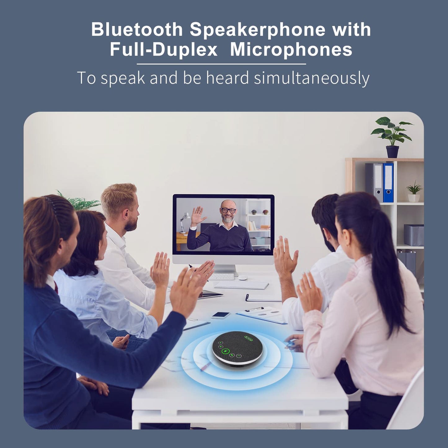 Bluetooth Speakerphone Conference Microphones, TONGVEO Wireless Conference Speaker 360°Voice Pick up with 4 AI Noise Cancellation Mics USB/Dongle/Bluetooth Connection 4 Hour Call Time for 8-12 People…