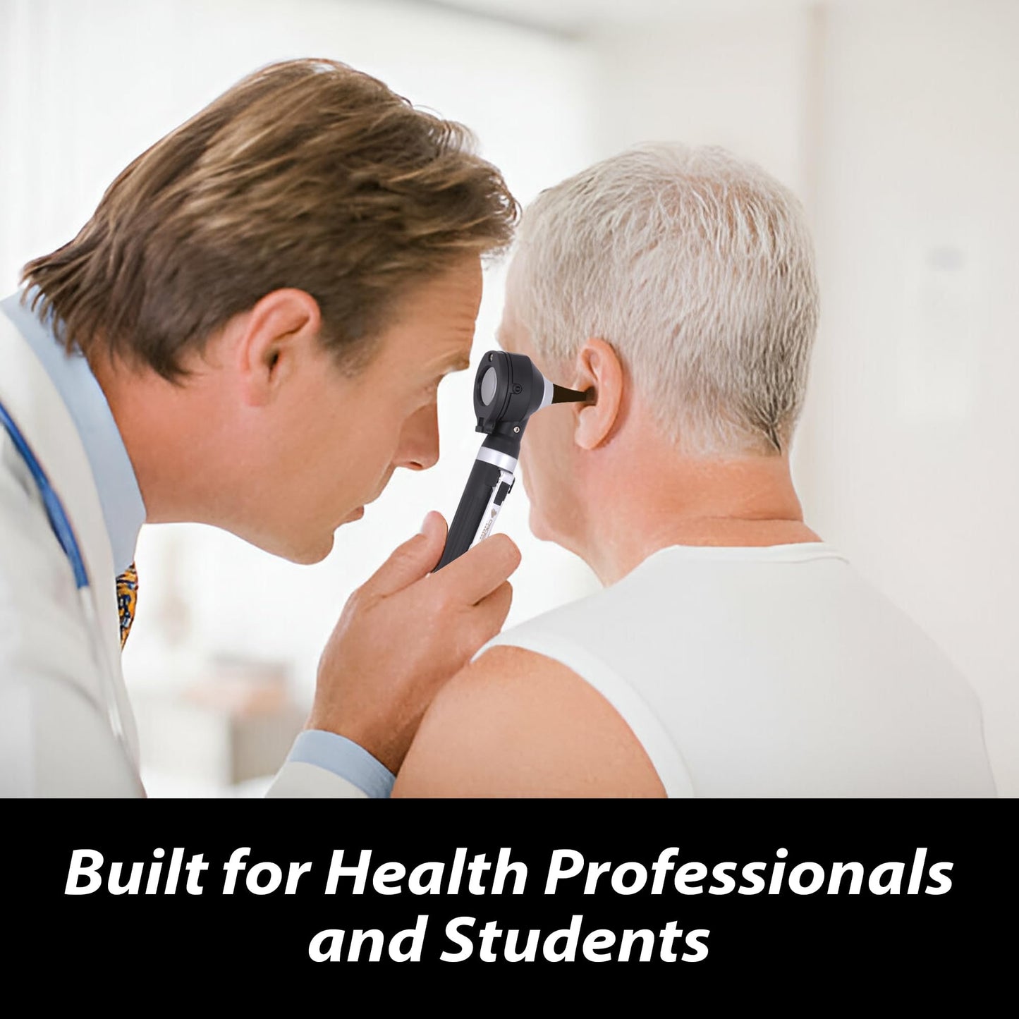 Cross Canada Physician Fiber Optic LED Pocket Otoscope Diagnostic Set for Detection of Ear Infection or an aid in Ear Cleaning-Otoscope for Medical Student Doctor Nurse Baby Adult Pet/Animal (Black)