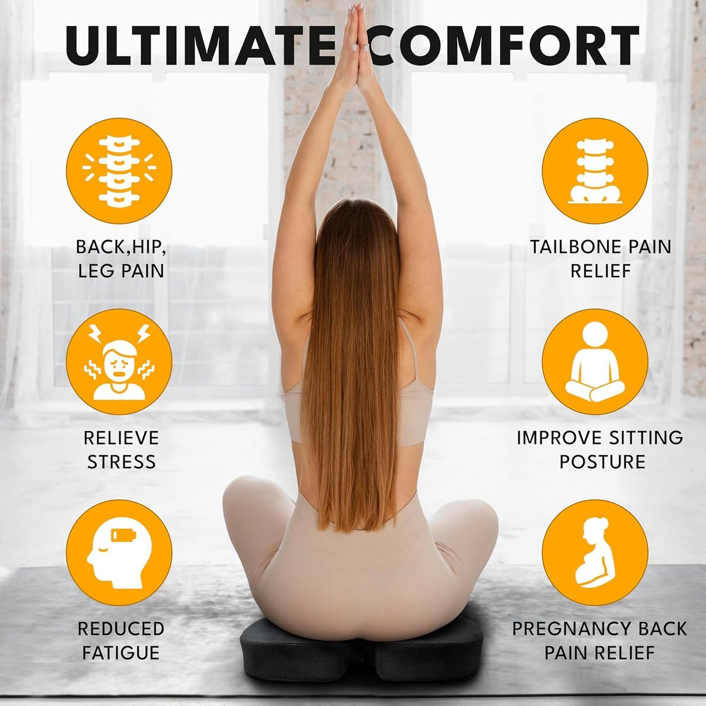 EcoNour Lumbar Support Pillow & Seat Cushion Back Support for Office Chair, Gaming, Wheel Chair & Car Seat | Gel Seat Cushion for Back and Butt Support, Tailbone, Sciatica & Coccyx Pain Relief