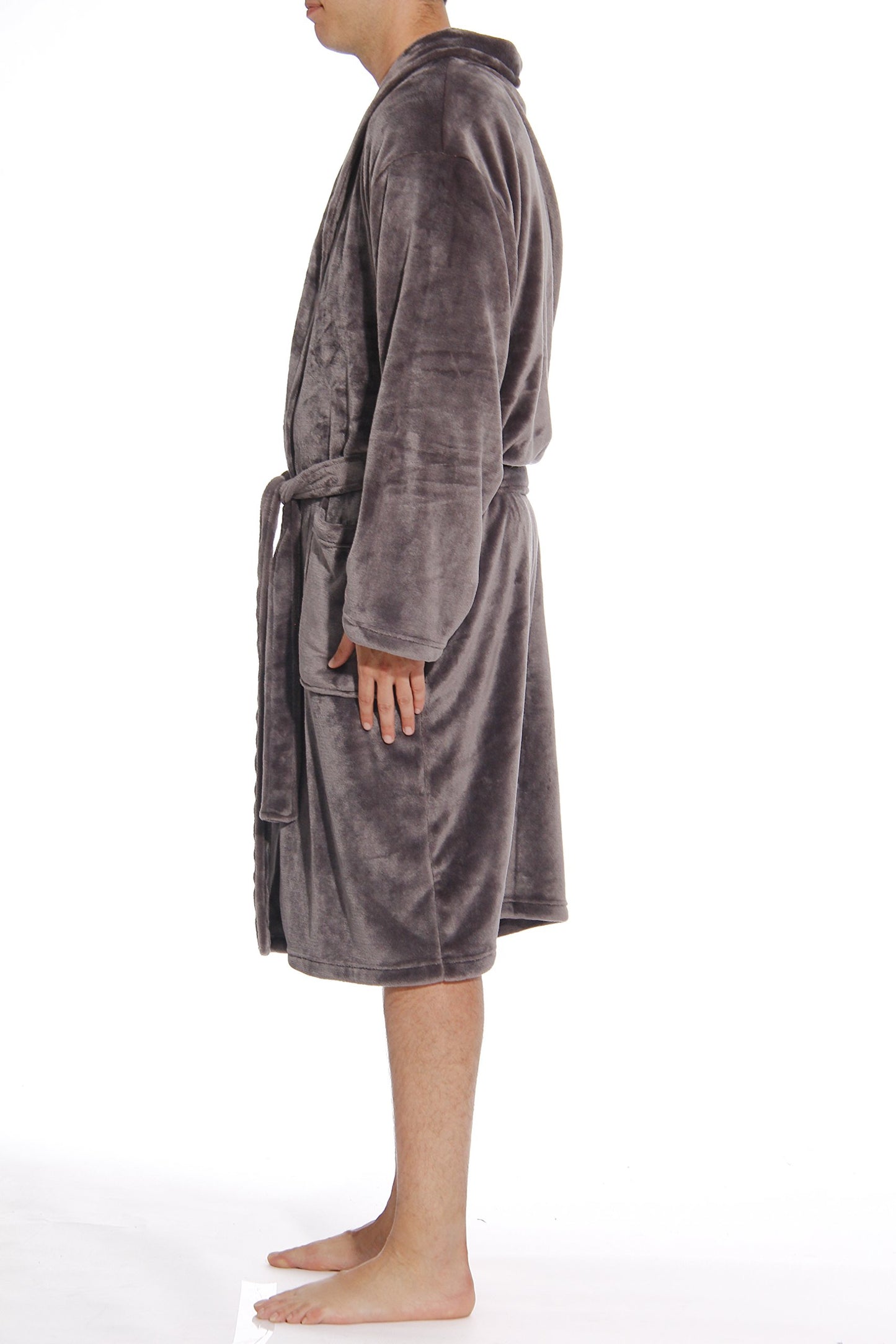 46901-GRY-M #FollowMe Velour Robe/Robes for Men