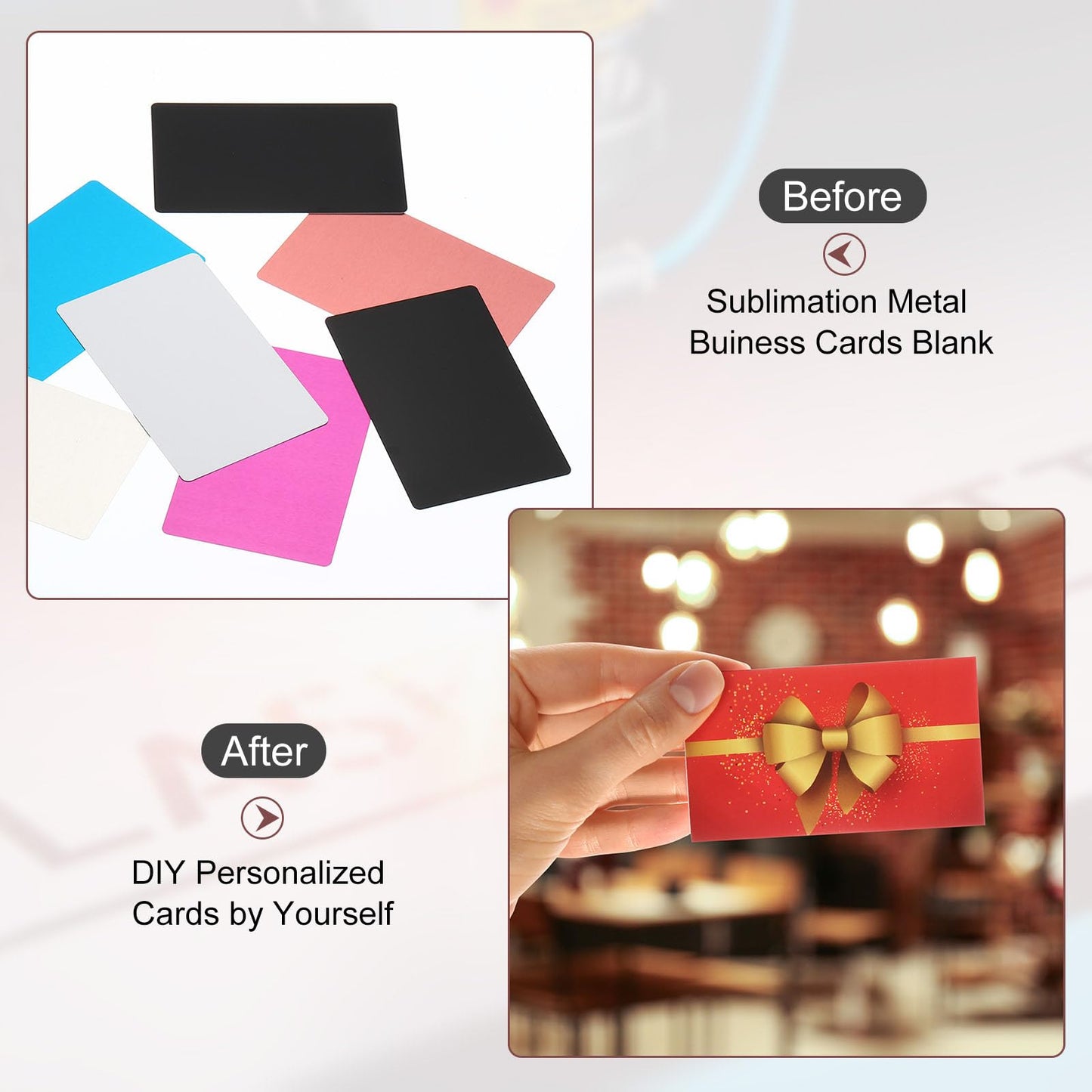 PATIKIL 300 Pack Metal Engraving Business Cards Blank, 0.21mm Thick 3.4x2.1 Inch Aluminum Laser Engrave Printable Multicolor Name Card for Custom DIY, 10 Colors